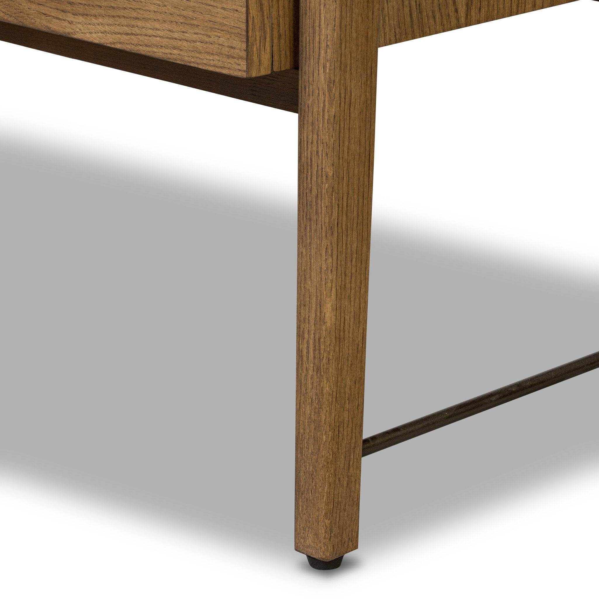 Four Hands Rosedale Nightstand — Amber Oak-Chaps Ebony-Burnished Bronze