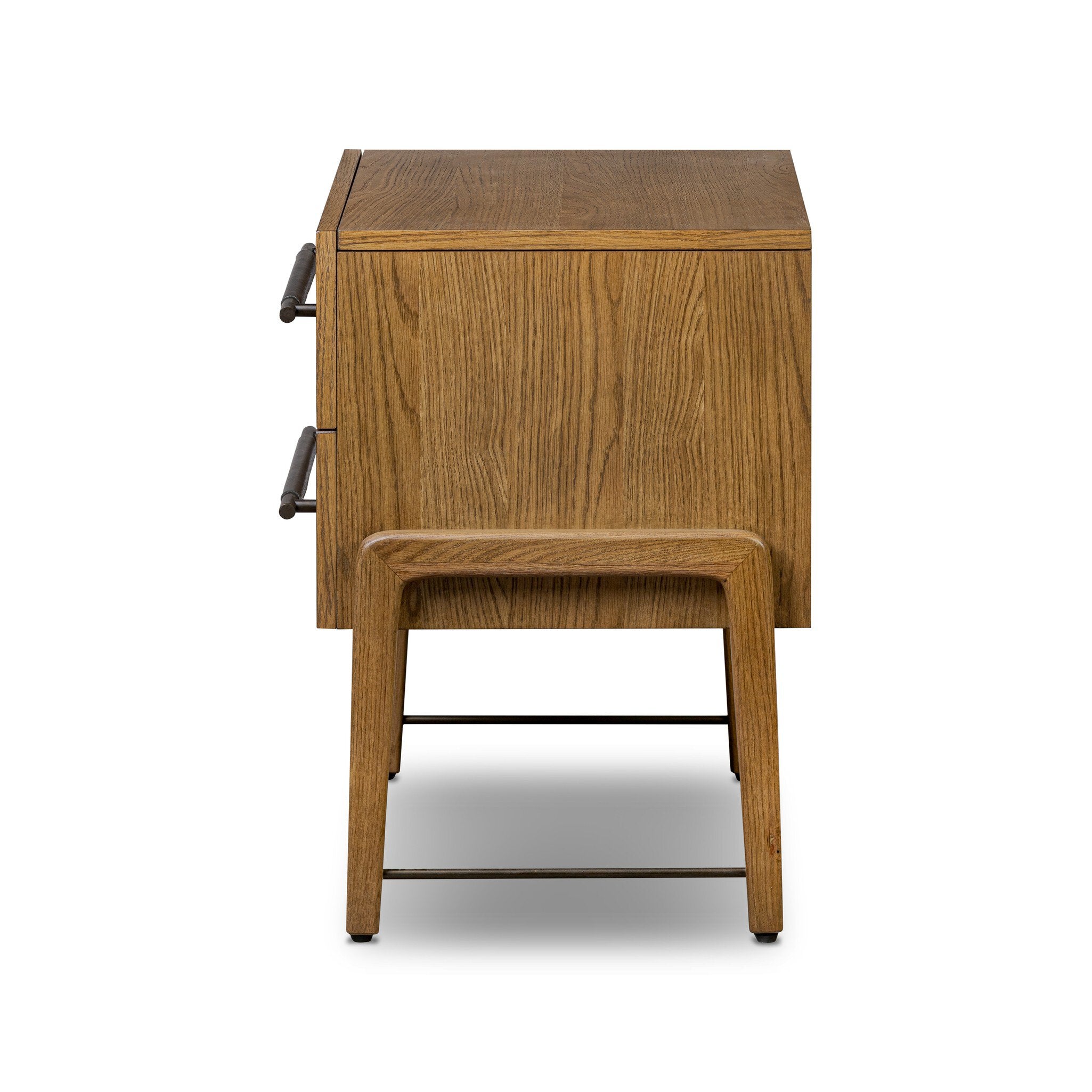 Four Hands Rosedale Nightstand — Amber Oak-Chaps Ebony-Burnished Bronze