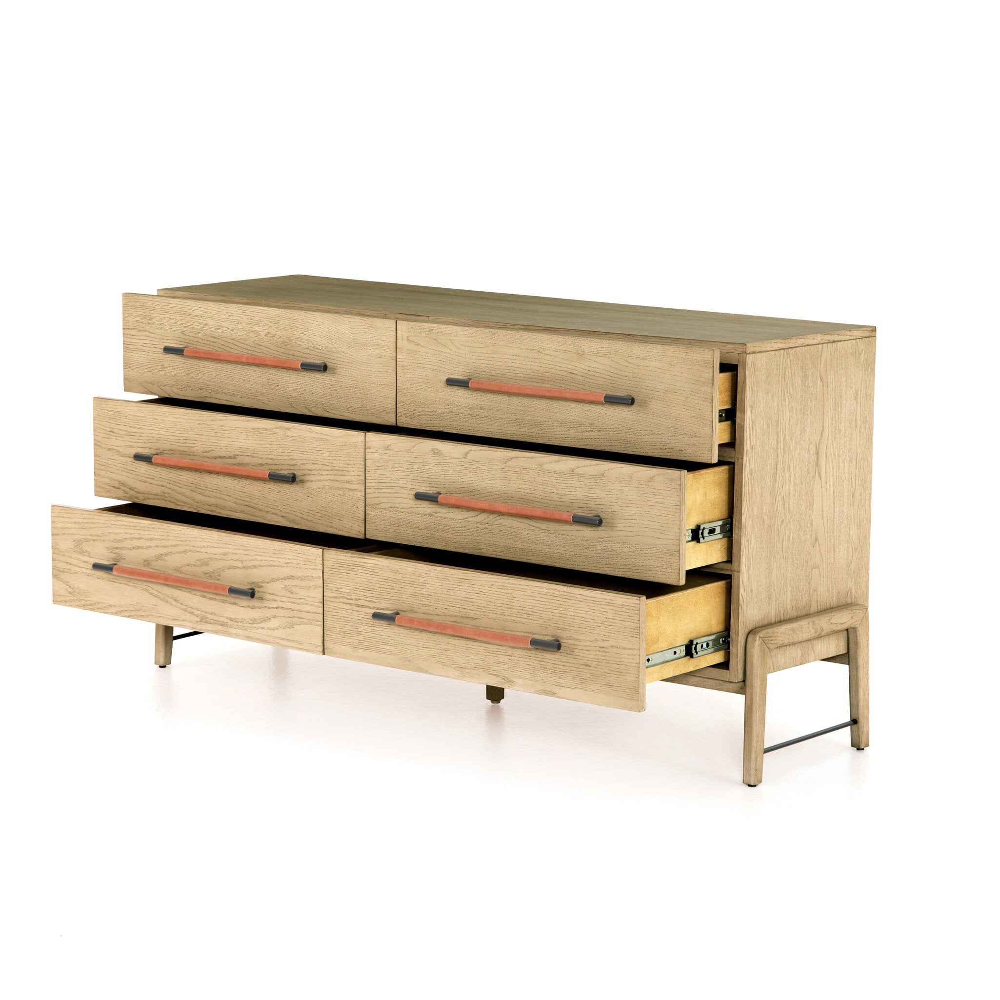 Four Hands Rosedale 6 Drawer Dresser — Yucca Oak Veneer-Chaps Sand-Gunmetal