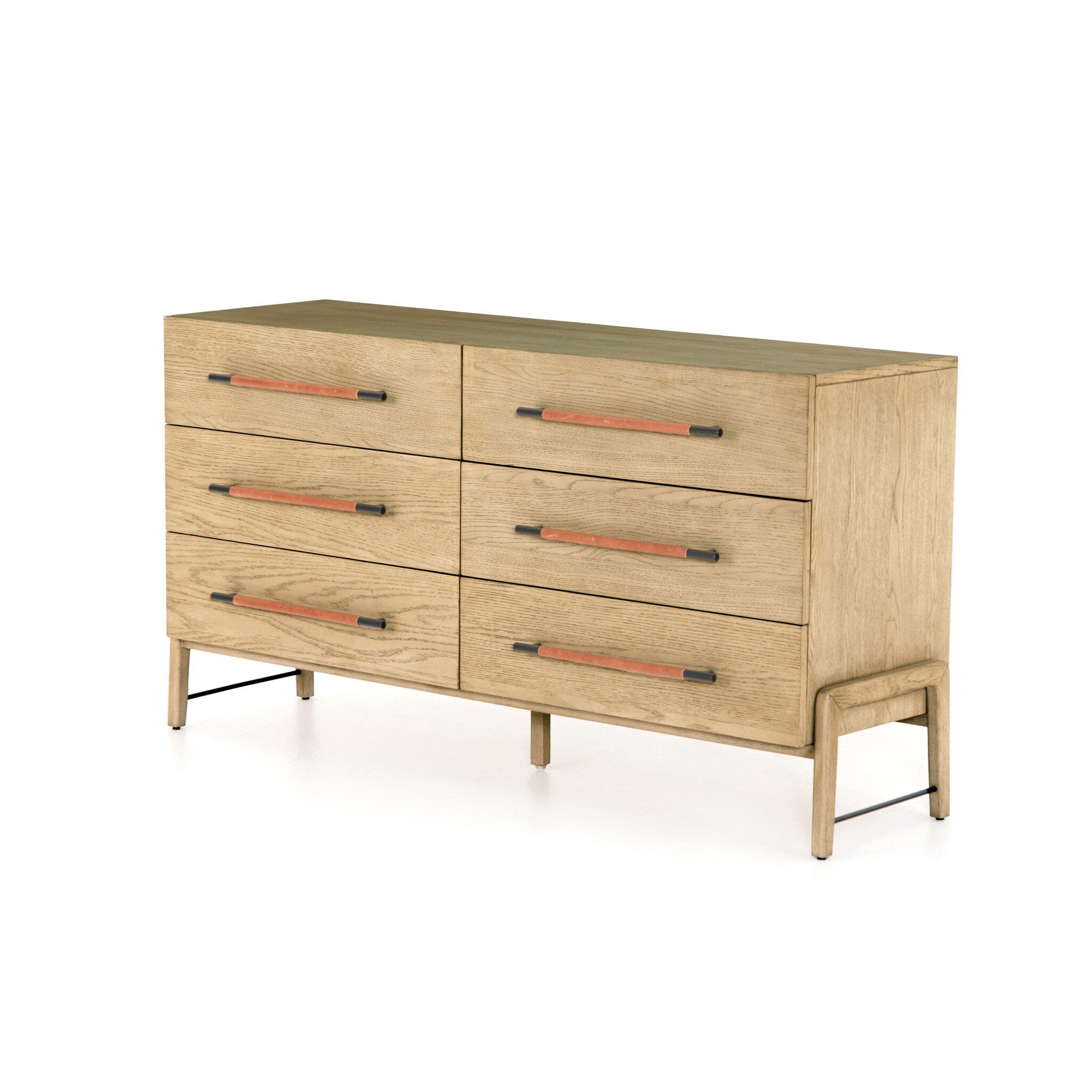 Four Hands Rosedale 6 Drawer Dresser — Yucca Oak Veneer-Chaps Sand-Gunmetal
