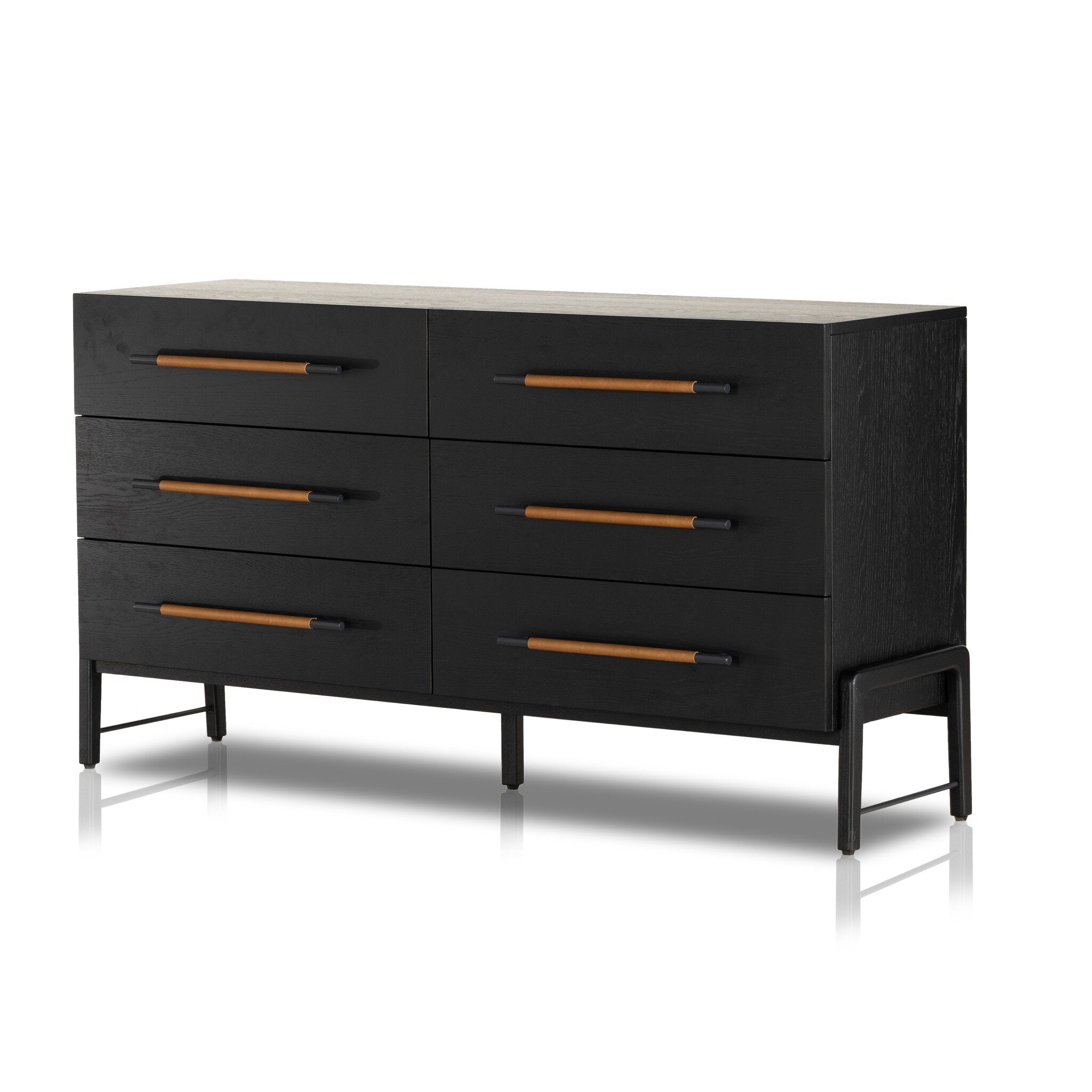 Four Hands Rosedale 6 Drawer Dresser — Ebony Oak-Chaps Sand-Gunmetal