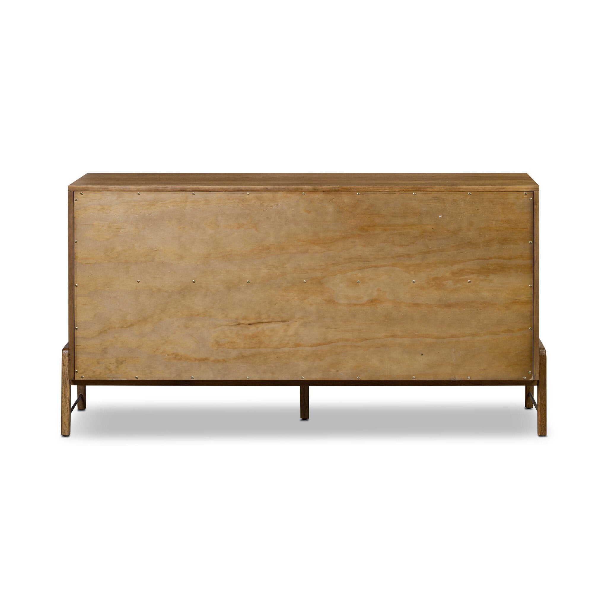 Four Hands Rosedale 6 Drawer Dresser — Amber Oak-Chaps Ebony-Burnished Bronze