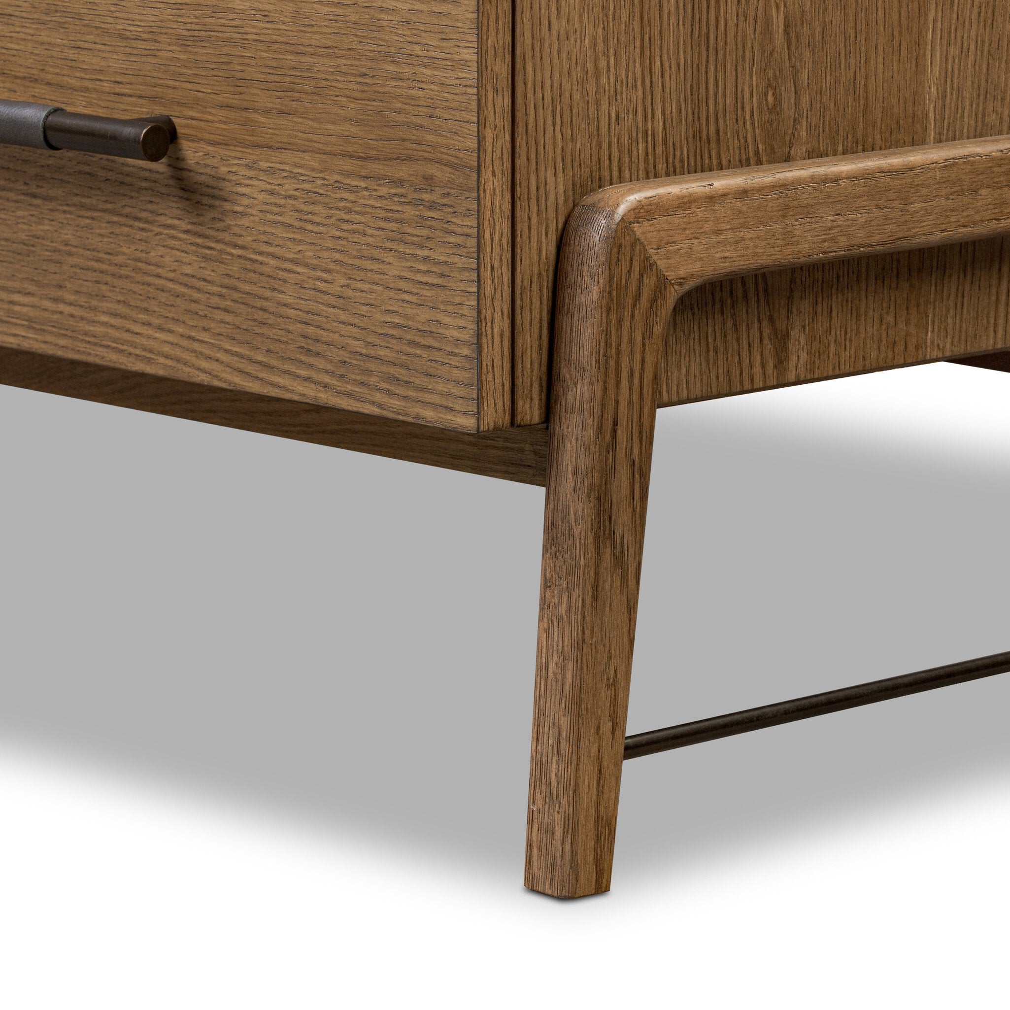 Four Hands Rosedale 6 Drawer Dresser — Amber Oak-Chaps Ebony-Burnished Bronze