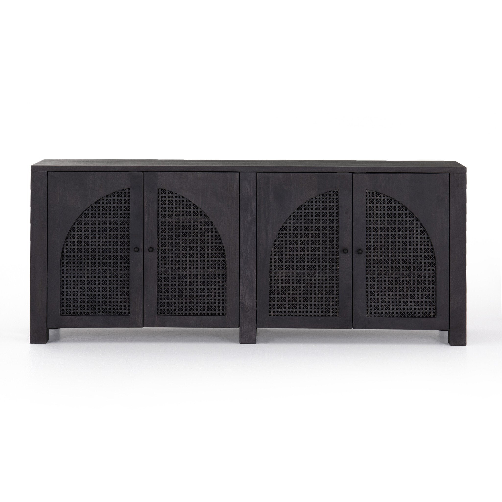 Four Hands Tilda Sideboard — Black Wash Mango-Black Circle Cane-Black Iron