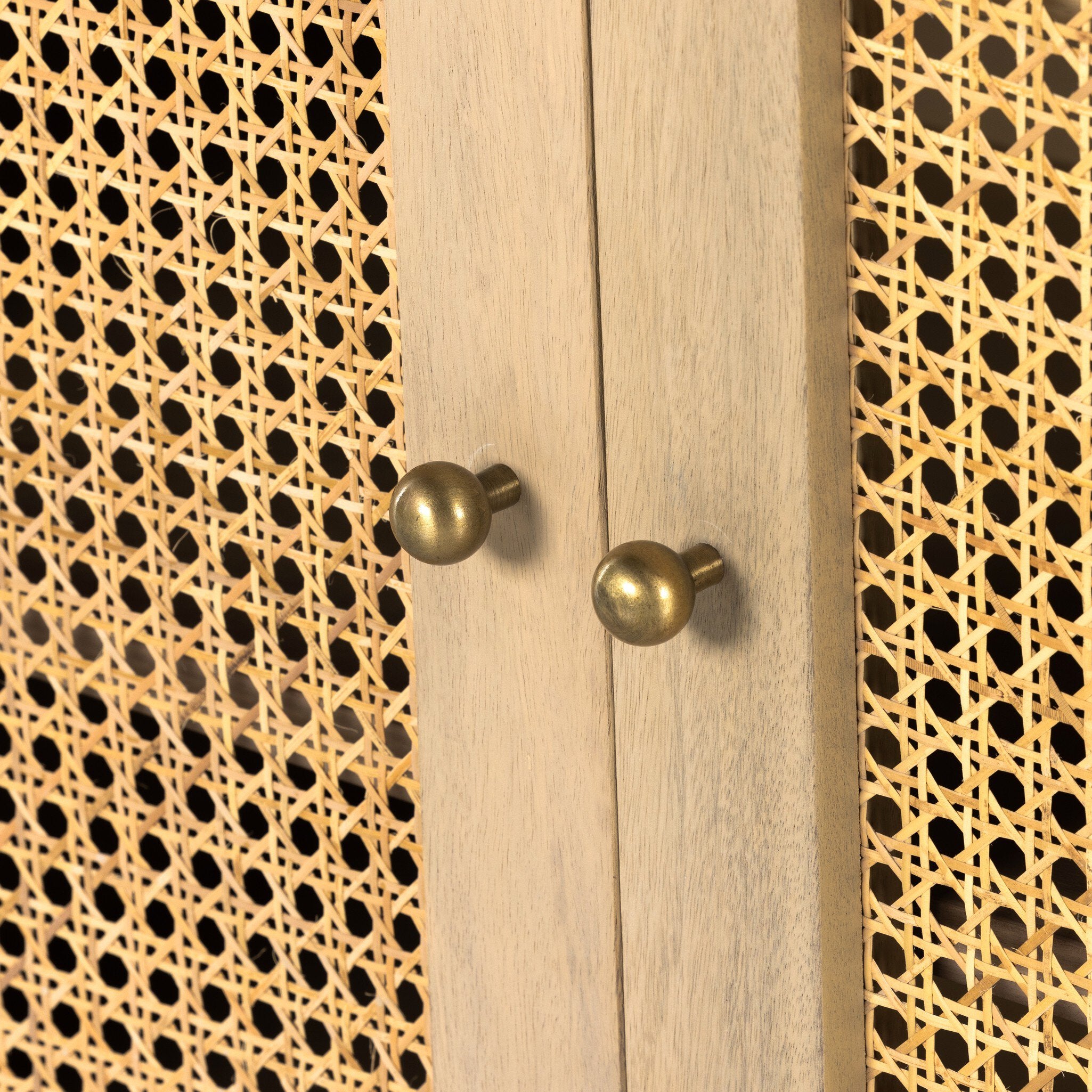 Four Hands Tilda Sideboard — Natural Circle Cane-Natural Mango-Satin Brass
