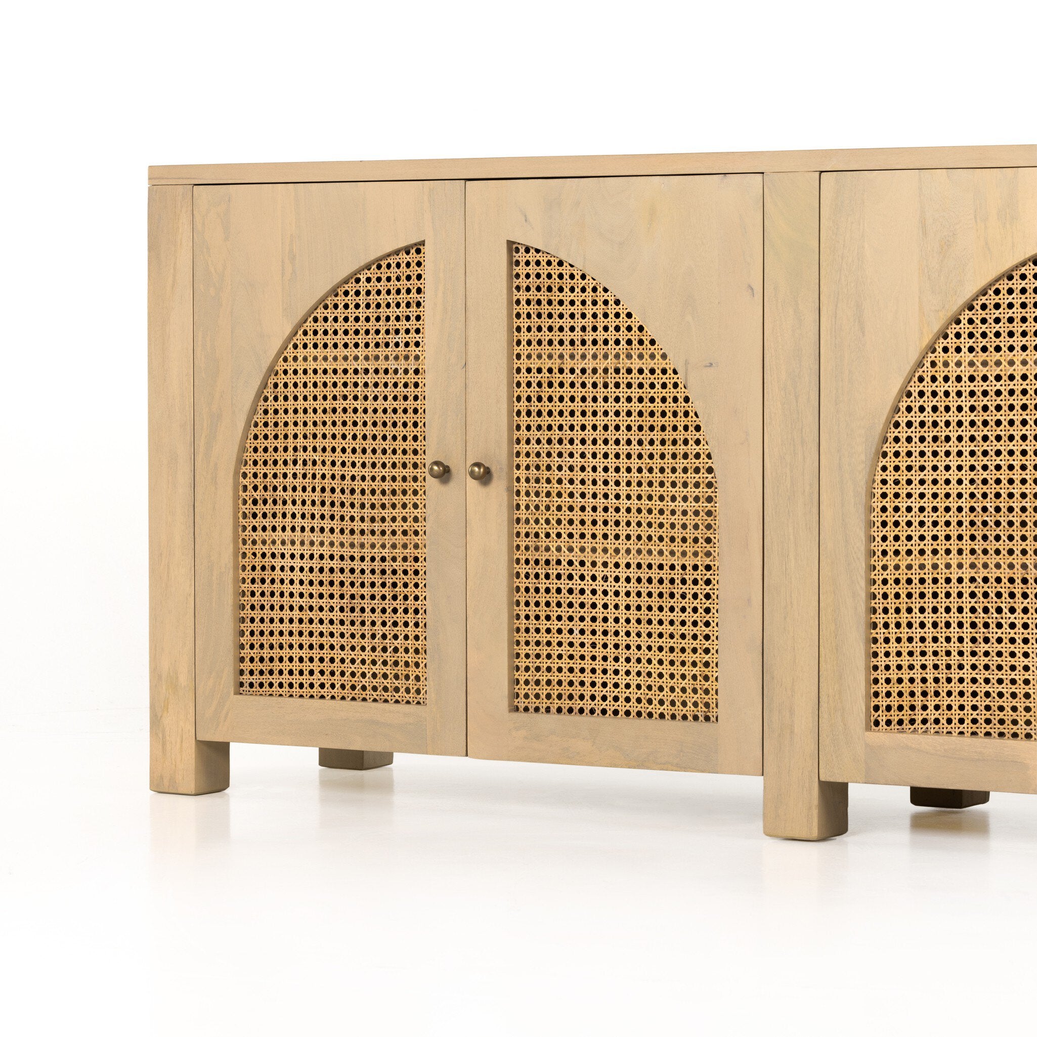 Four Hands Tilda Sideboard — Natural Circle Cane-Natural Mango-Satin Brass