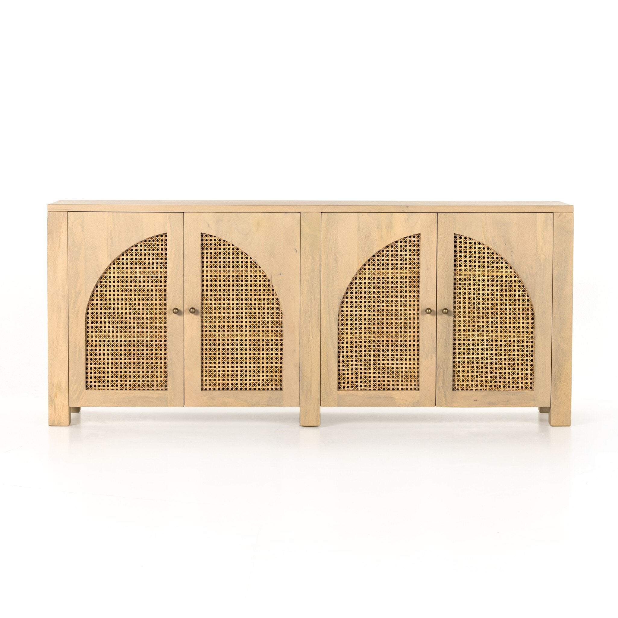 Four Hands Tilda Sideboard — Natural Circle Cane-Natural Mango-Satin Brass