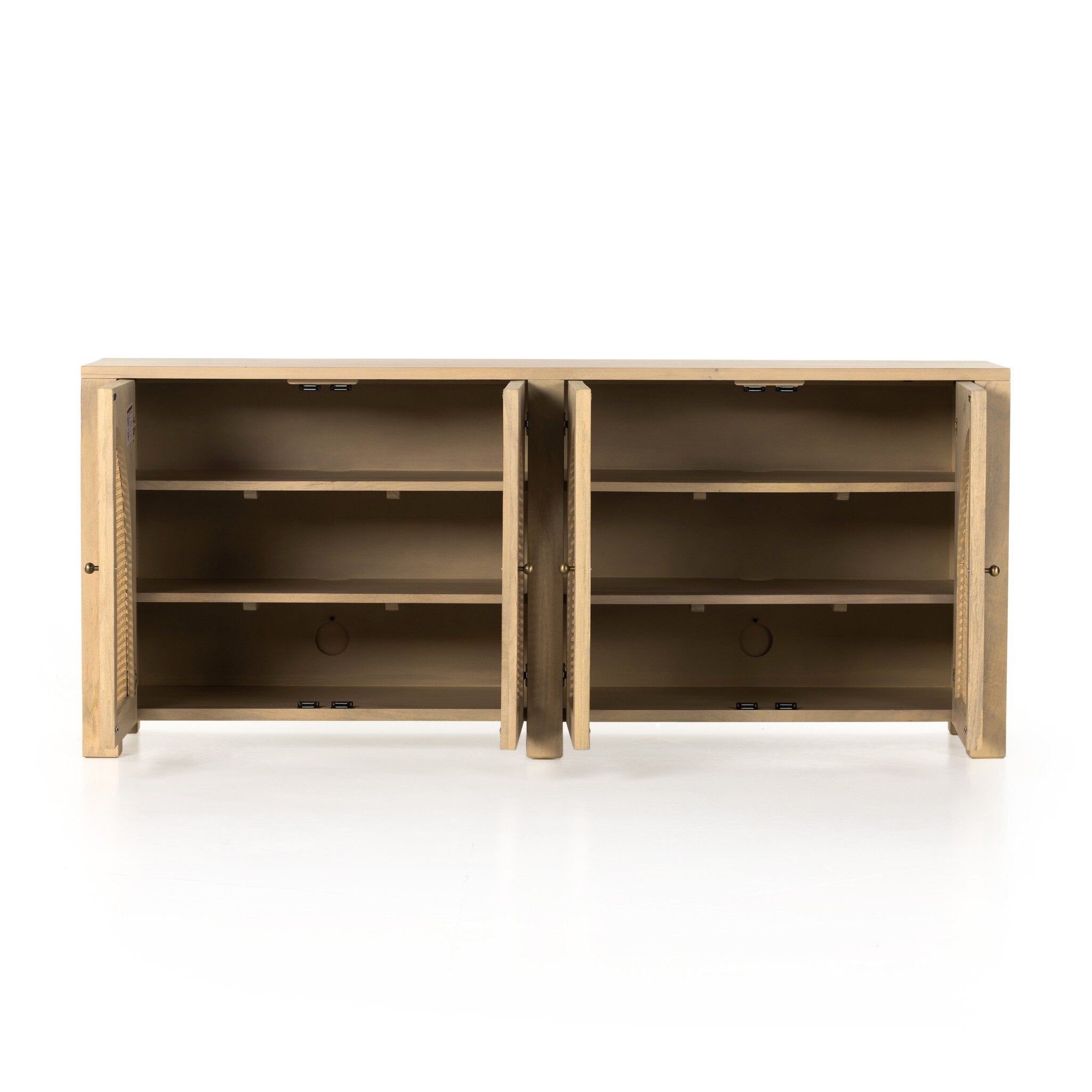 Four Hands Tilda Sideboard — Natural Circle Cane-Natural Mango-Satin Brass