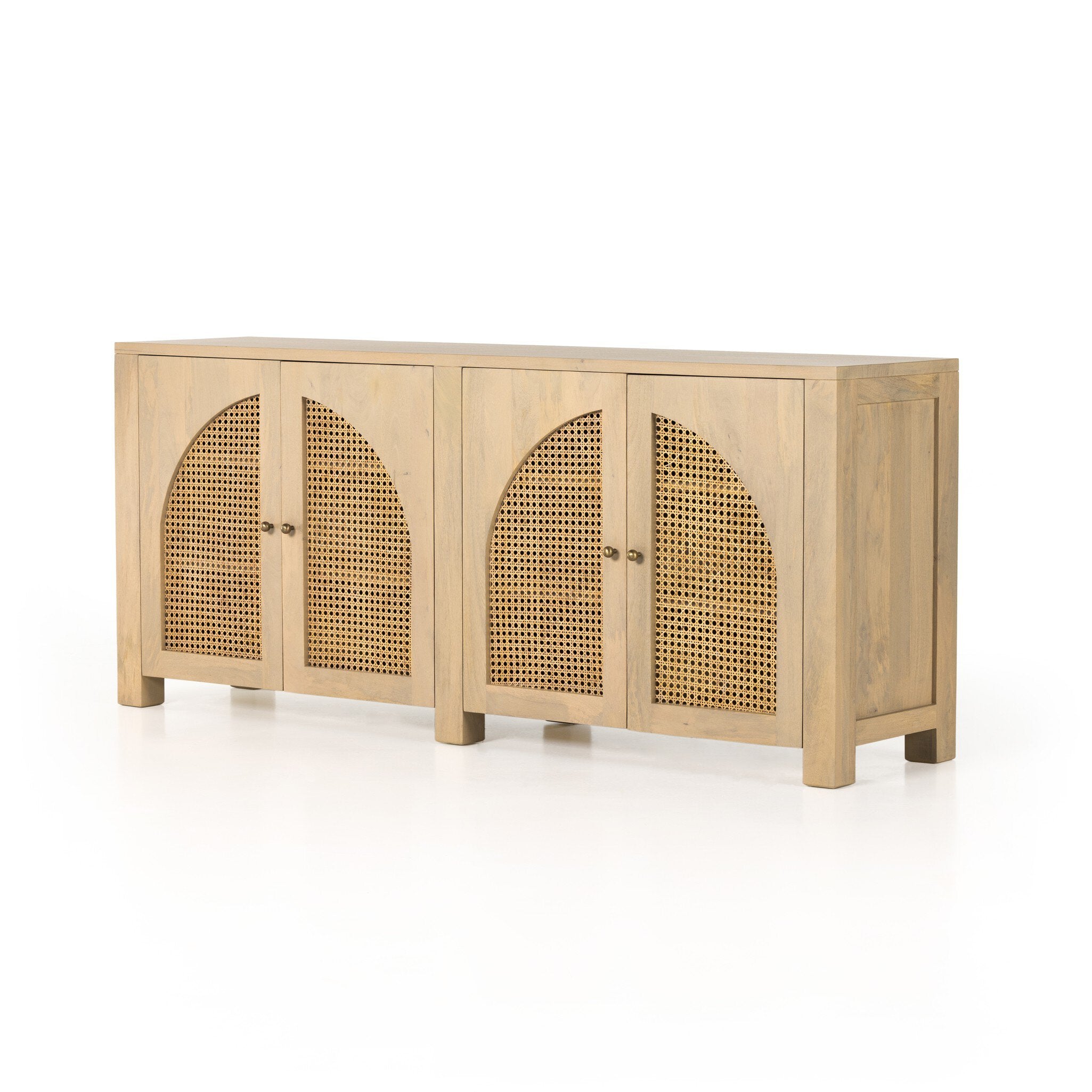 Four Hands Tilda Sideboard — Natural Circle Cane-Natural Mango-Satin Brass