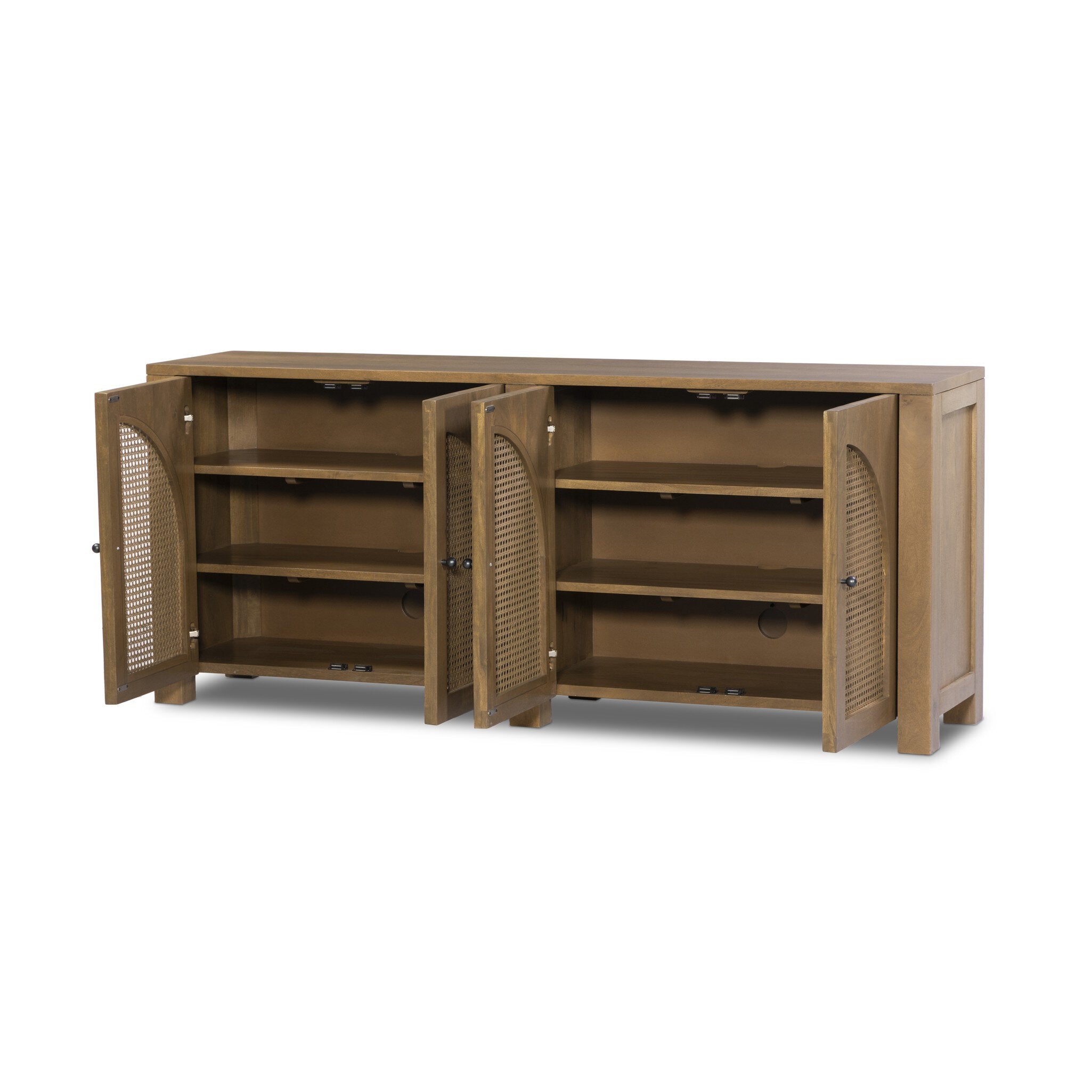 Four Hands Tilda Sideboard — Taupe Mango-Taupe Circle Cane-Gunmetal