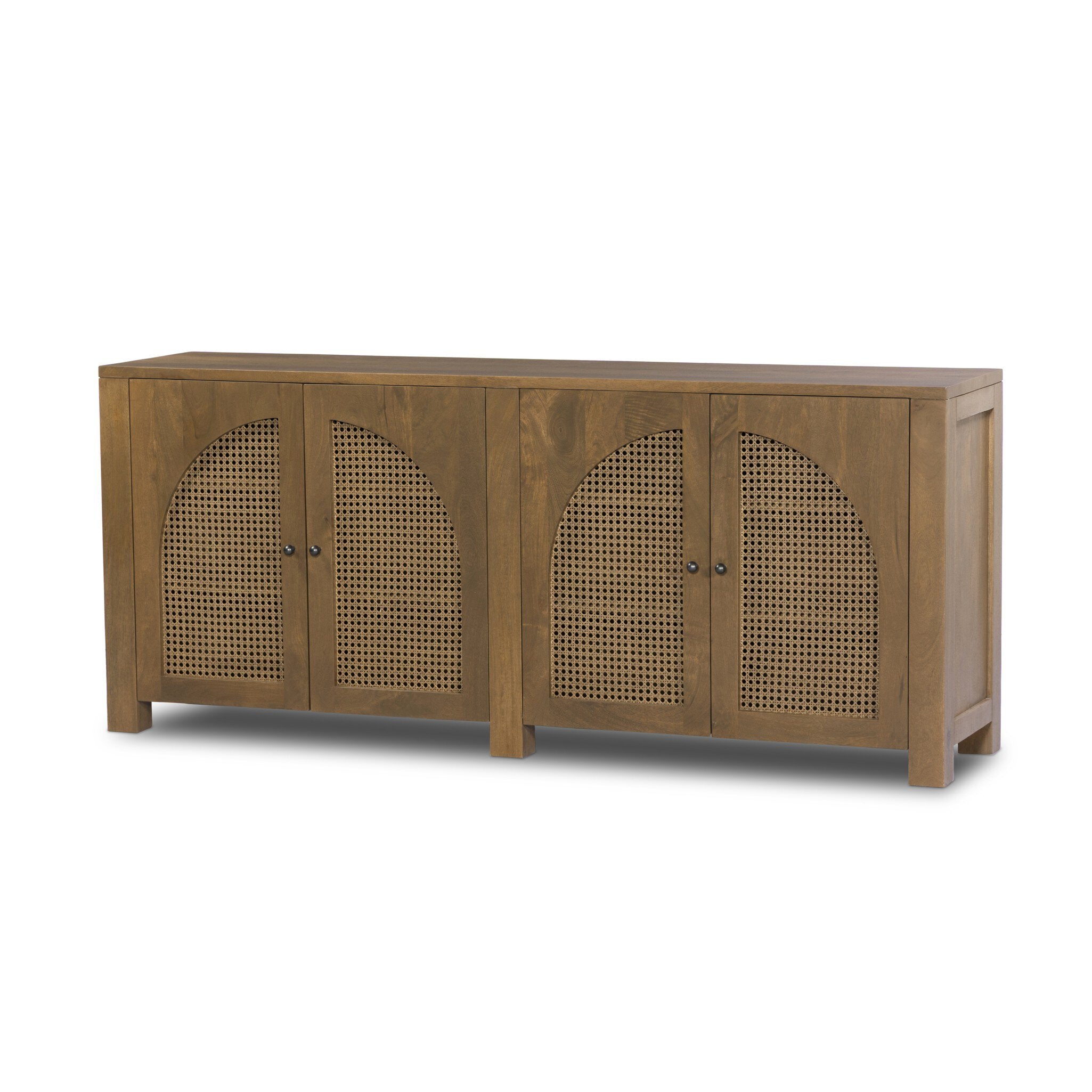 Four Hands Tilda Sideboard — Taupe Mango-Taupe Circle Cane-Gunmetal