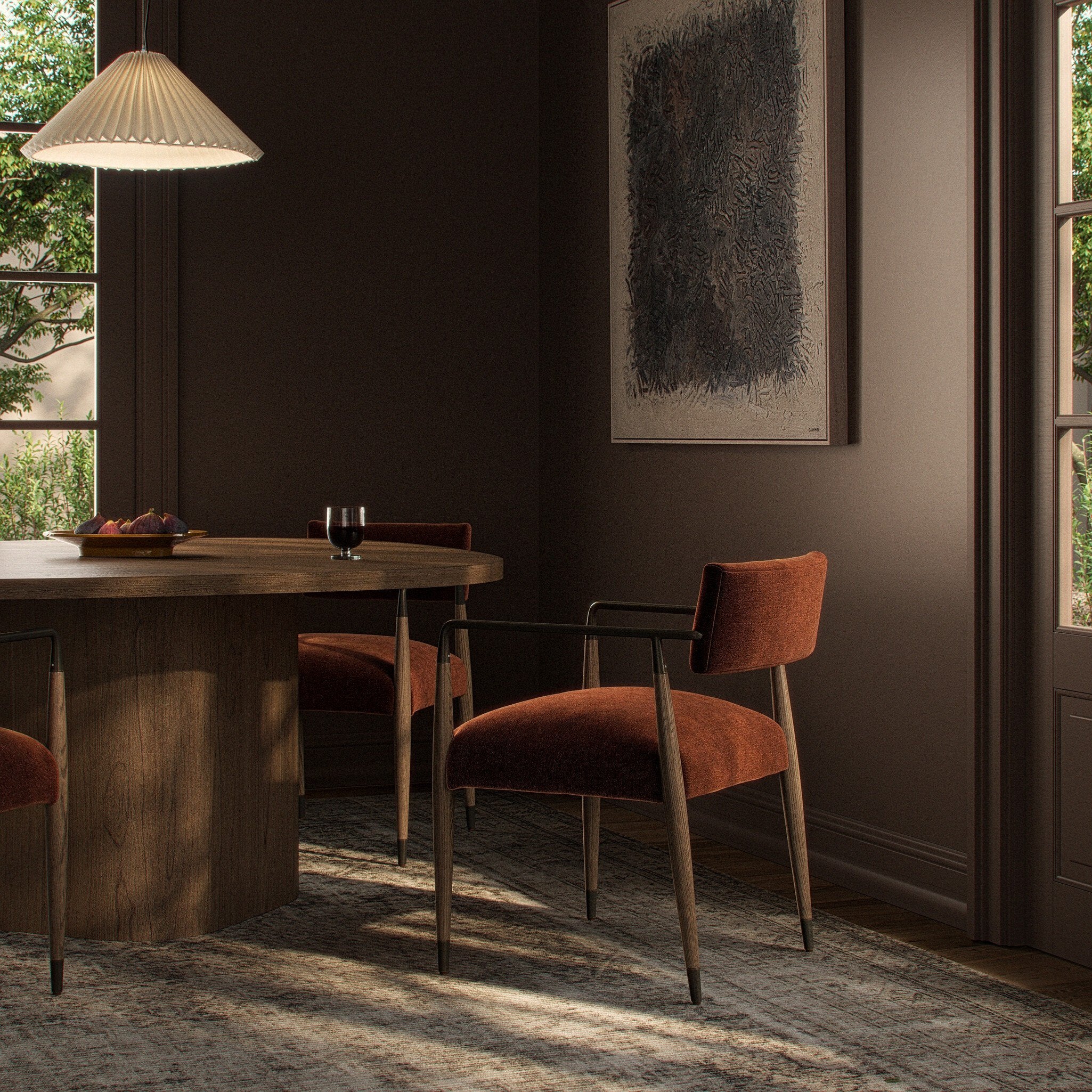 Four Hands Waldon Dining Chair — Altair Sienna-Drifted Oak-Brushed Brass