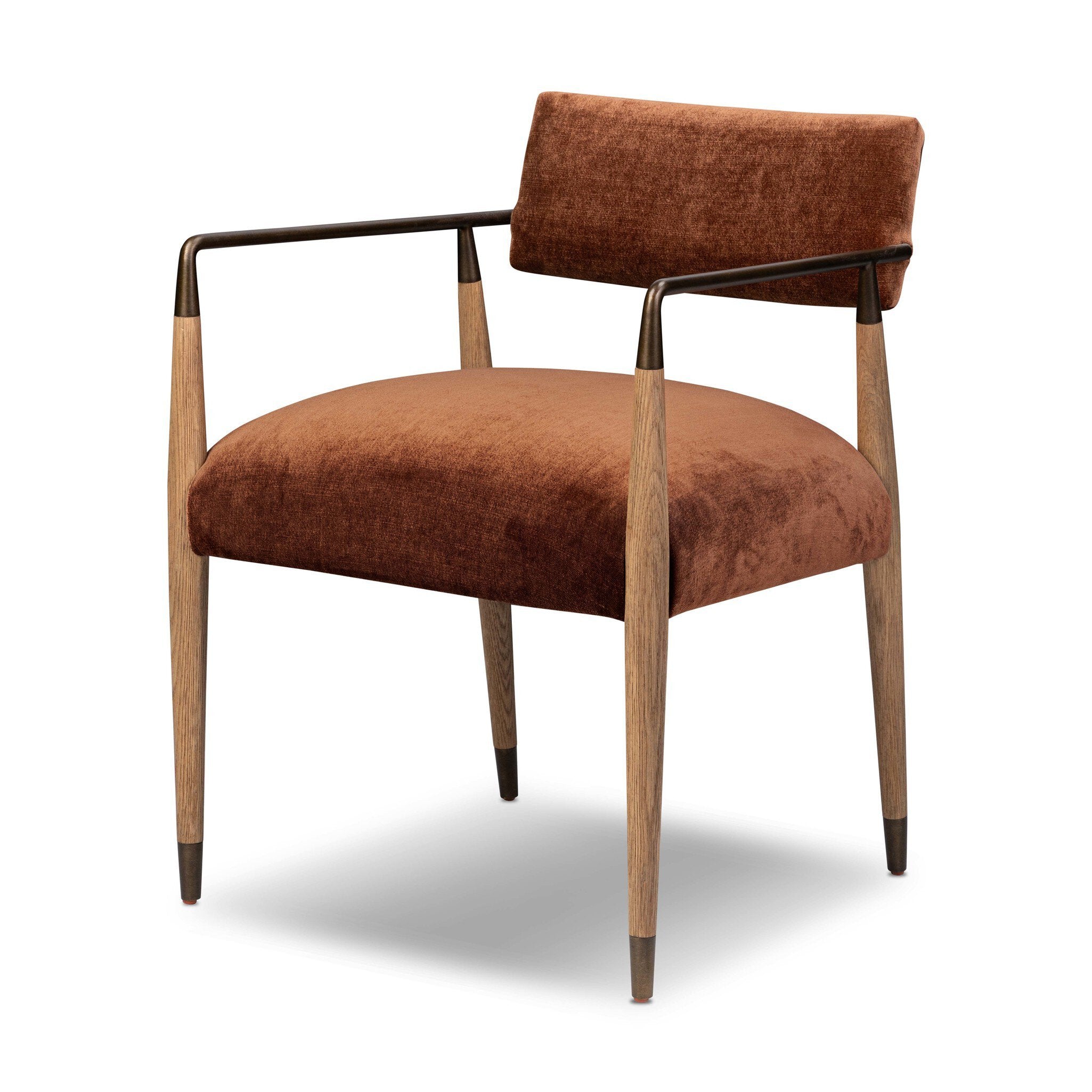 Four Hands Waldon Dining Chair — Altair Sienna-Drifted Oak-Brushed Brass
