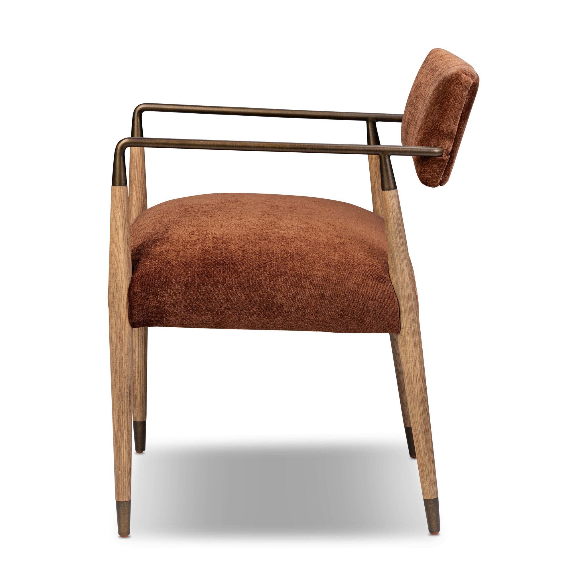 Four Hands Waldon Dining Chair — Altair Sienna-Drifted Oak-Brushed Brass