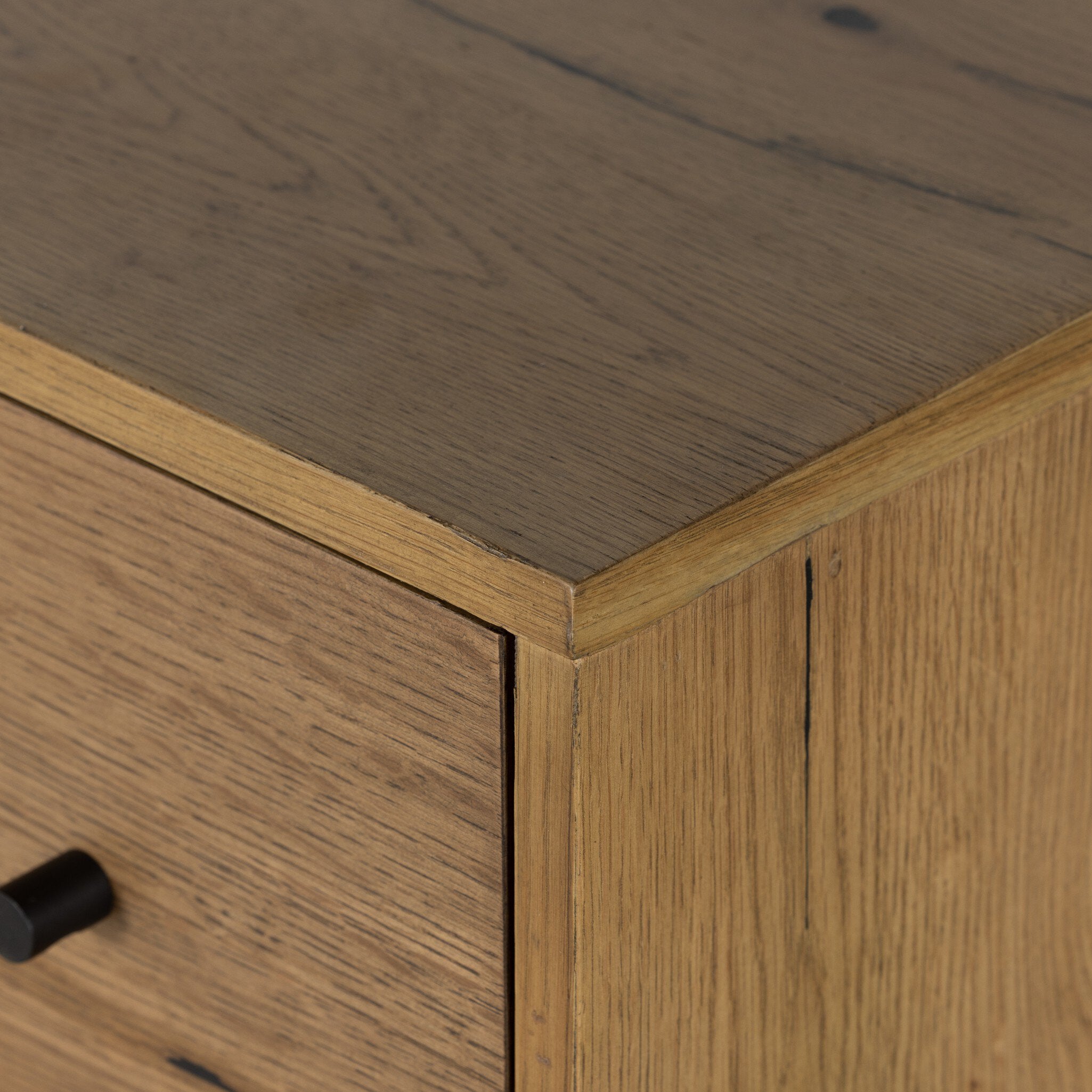 Four Hands Eaton Nightstand — Amber Oak Resin-Dark Gunmetal