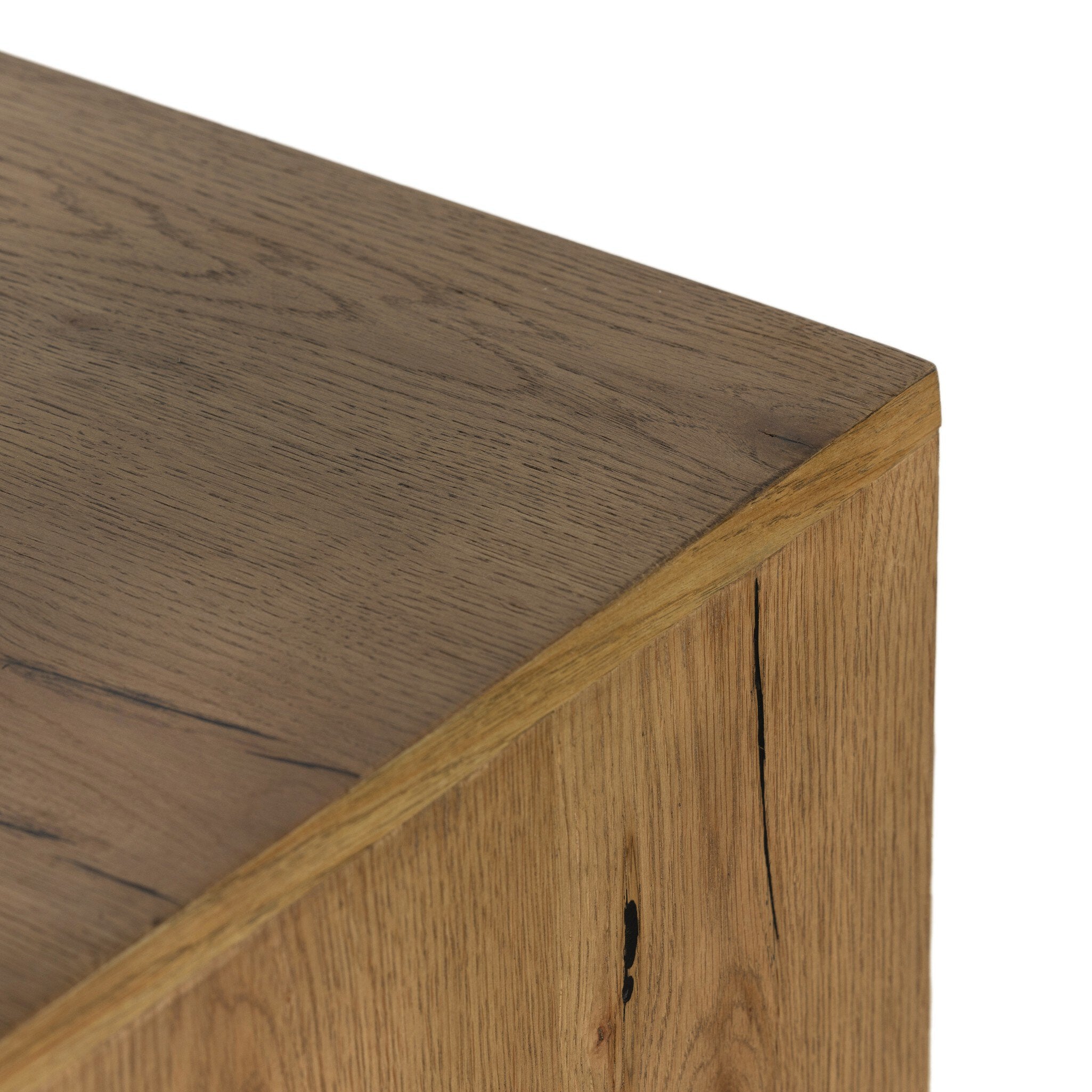 Four Hands Eaton Nightstand — Amber Oak Resin-Dark Gunmetal