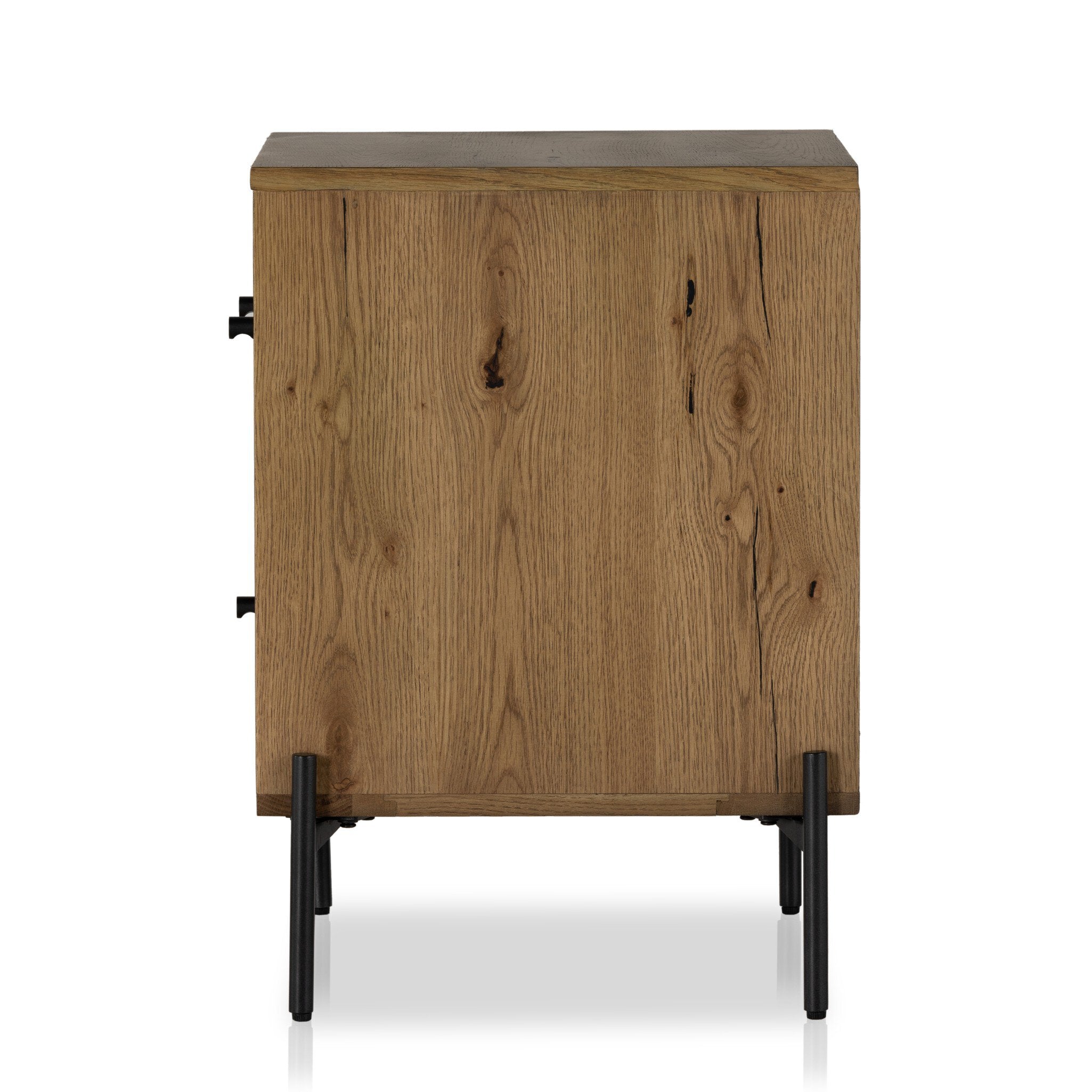 Four Hands Eaton Nightstand — Amber Oak Resin-Dark Gunmetal
