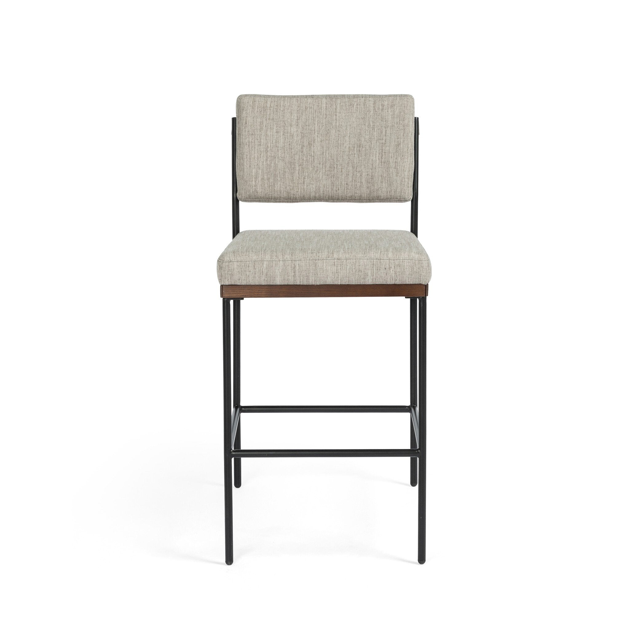 Four Hands Benton Bar + Counter Stool — Savile Flannel-Almond Oak-Midnight Iron-Bar