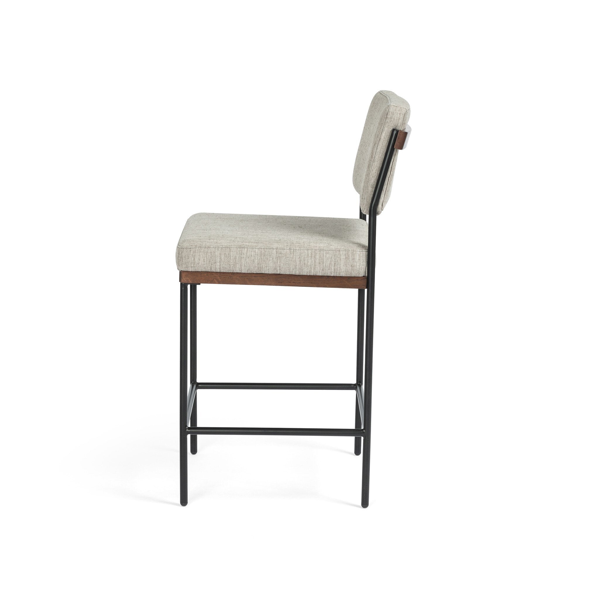 Four Hands Benton Bar + Counter Stool — Savile Flannel-Almond Oak-Midnight Iron-Counter