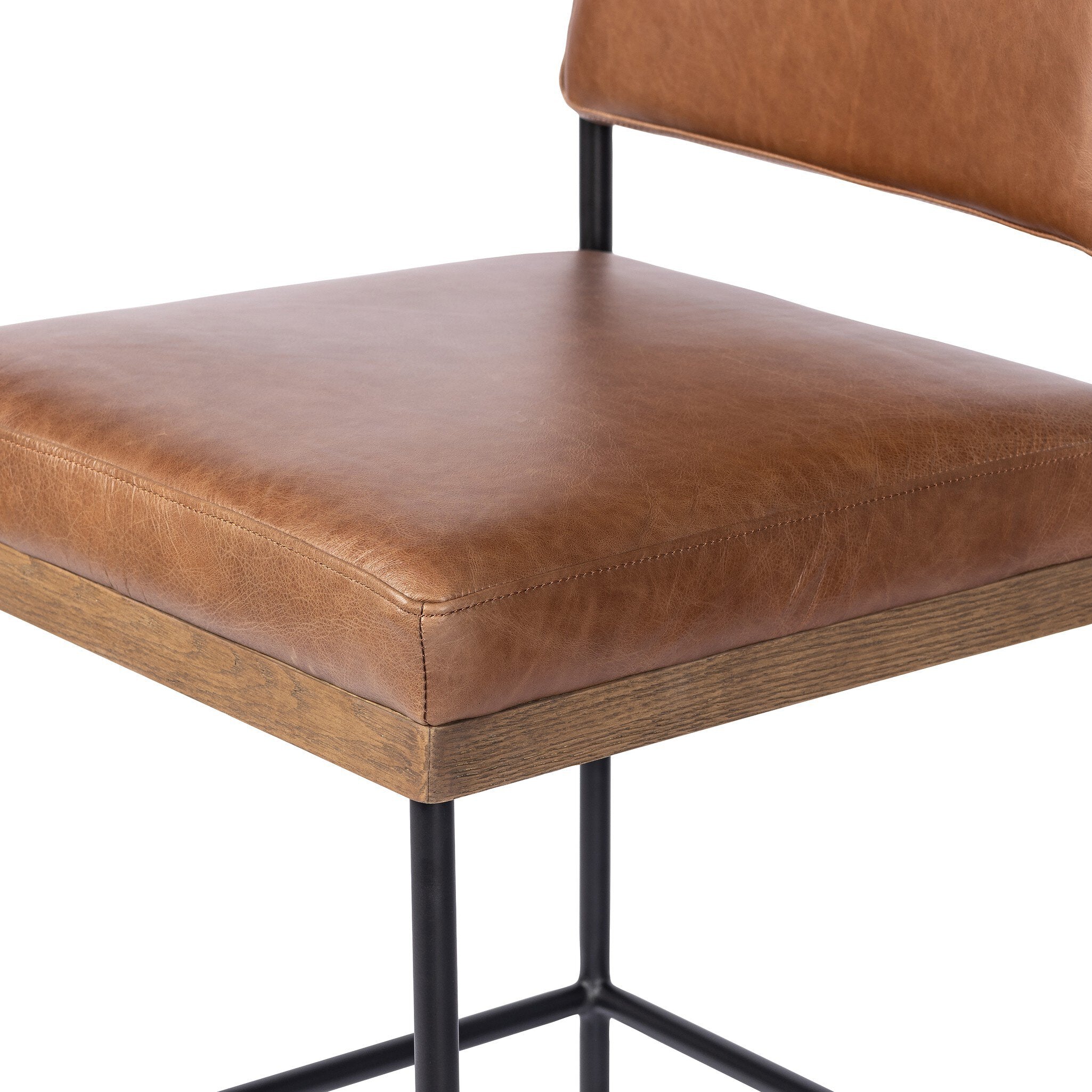 Four Hands Benton Bar + Counter Stool — Sonoma Chestnut-Drifted Oak-Midnight Iron-Bar