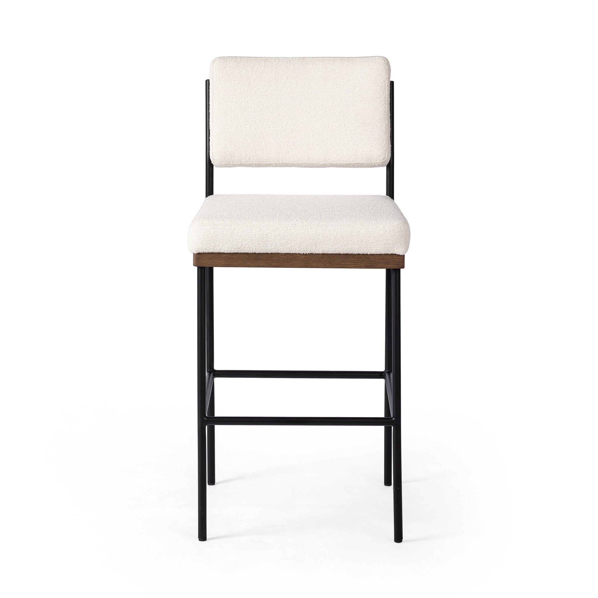 Four Hands Benton Bar + Counter Stool — Fayette Cloud-Drifted Oak-Midnight Iron-Bar
