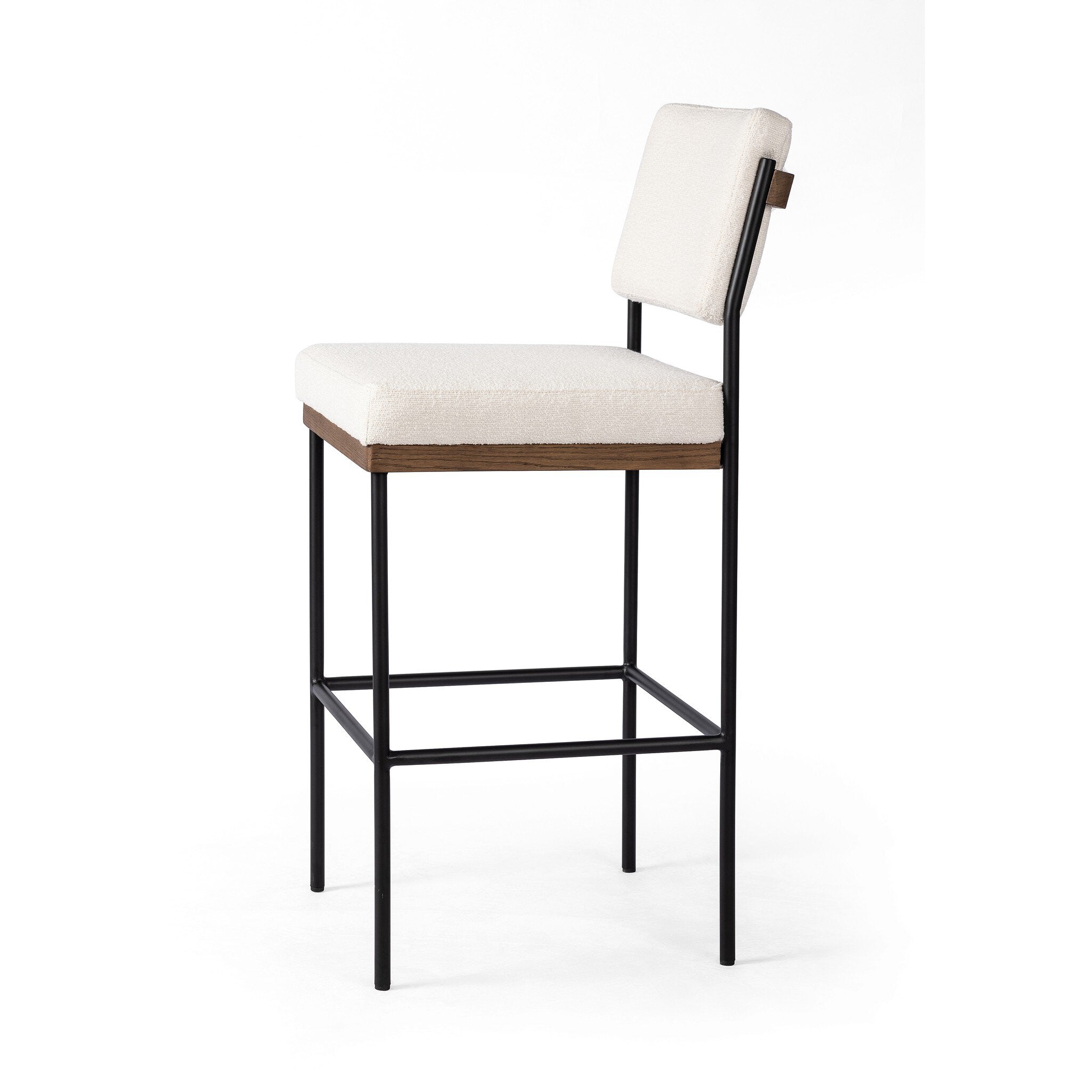 Four Hands Benton Bar + Counter Stool — Fayette Cloud-Drifted Oak-Midnight Iron-Bar