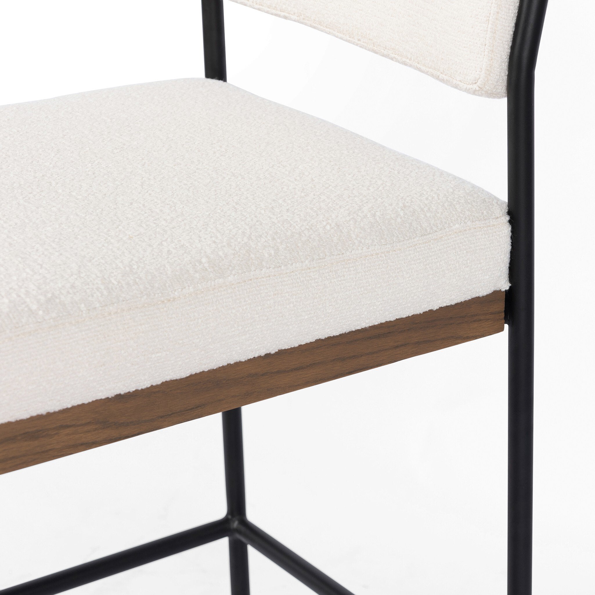 Four Hands Benton Bar + Counter Stool — Fayette Cloud-Drifted Oak-Midnight Iron-Counter