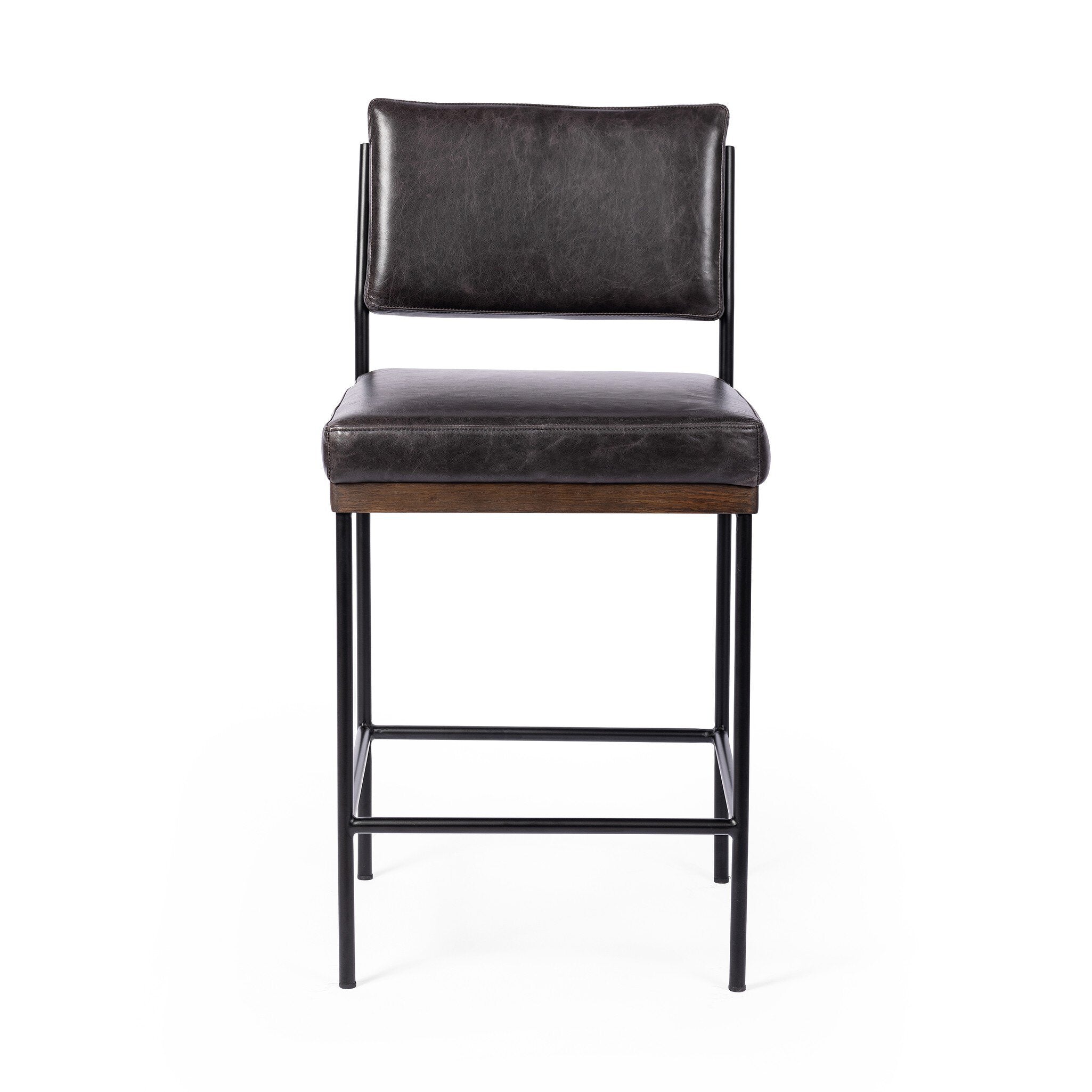 Four Hands Benton Bar + Counter Stool — Sonoma Black-Burnt Oak-Midnight Iron-Bar