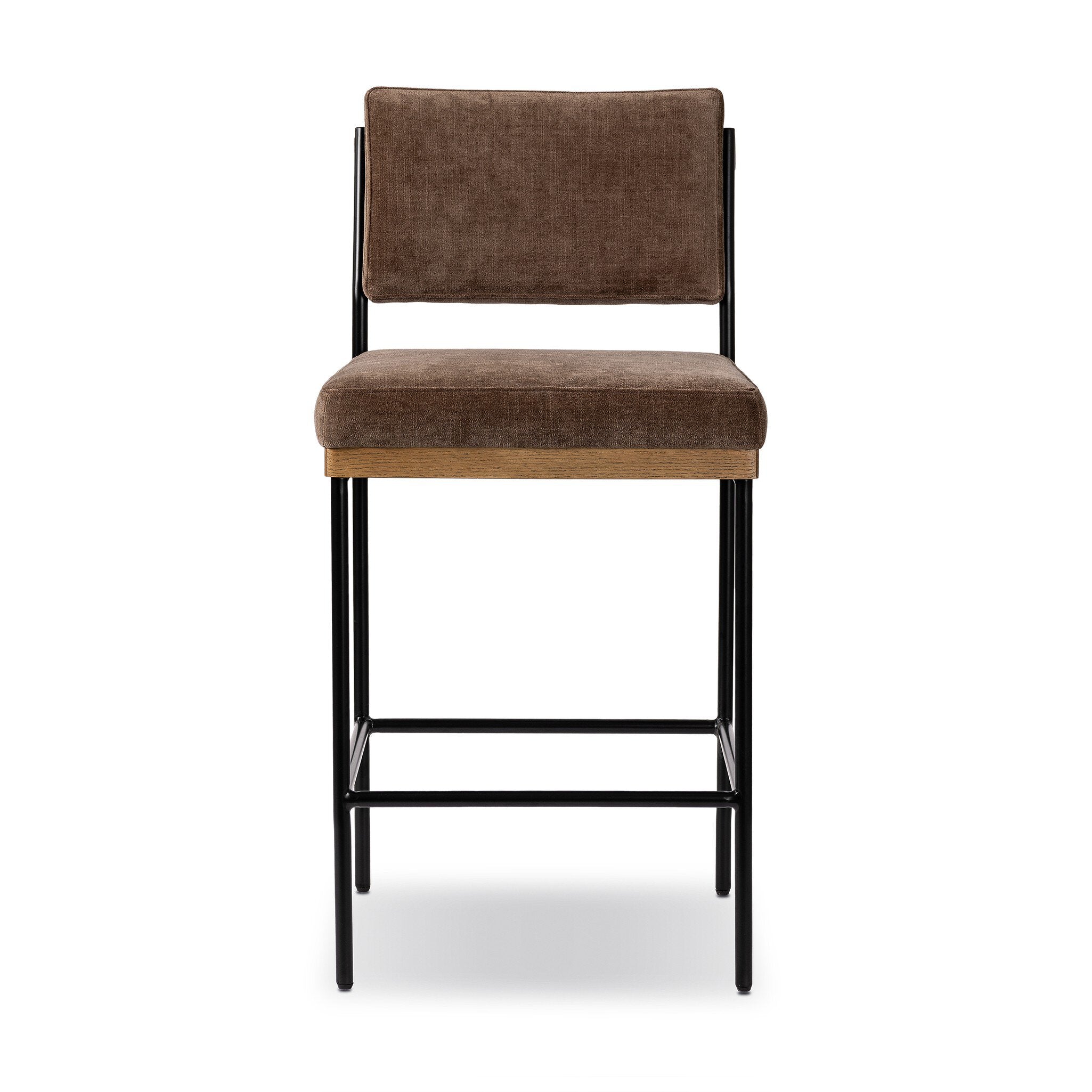 Four Hands Benton Bar + Counter Stool — Altair Mushroom-Smoked Grey-Midnight Iron-Counter