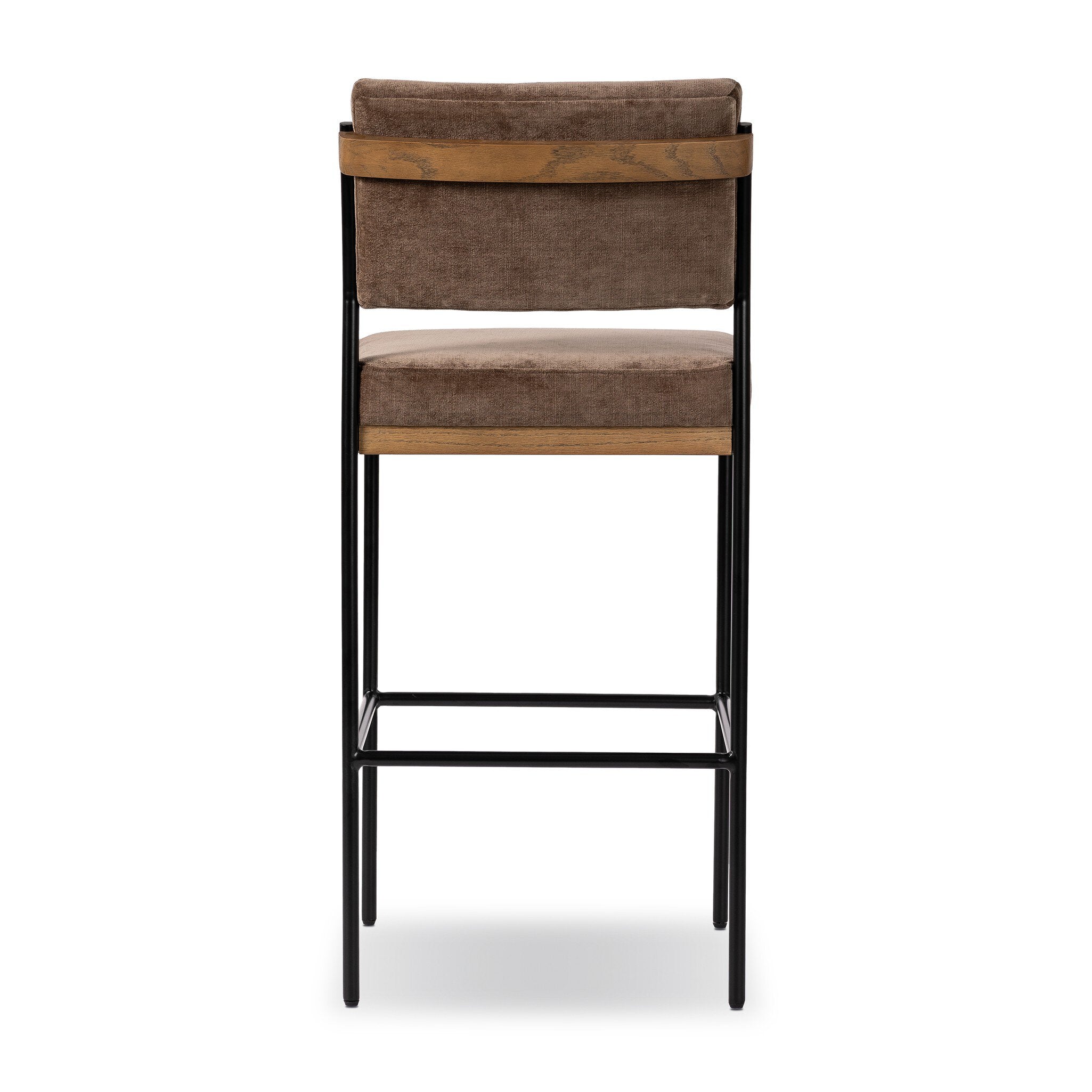 Four Hands Benton Bar + Counter Stool — Altair Mushroom-Smoked Grey-Midnight Iron-Bar