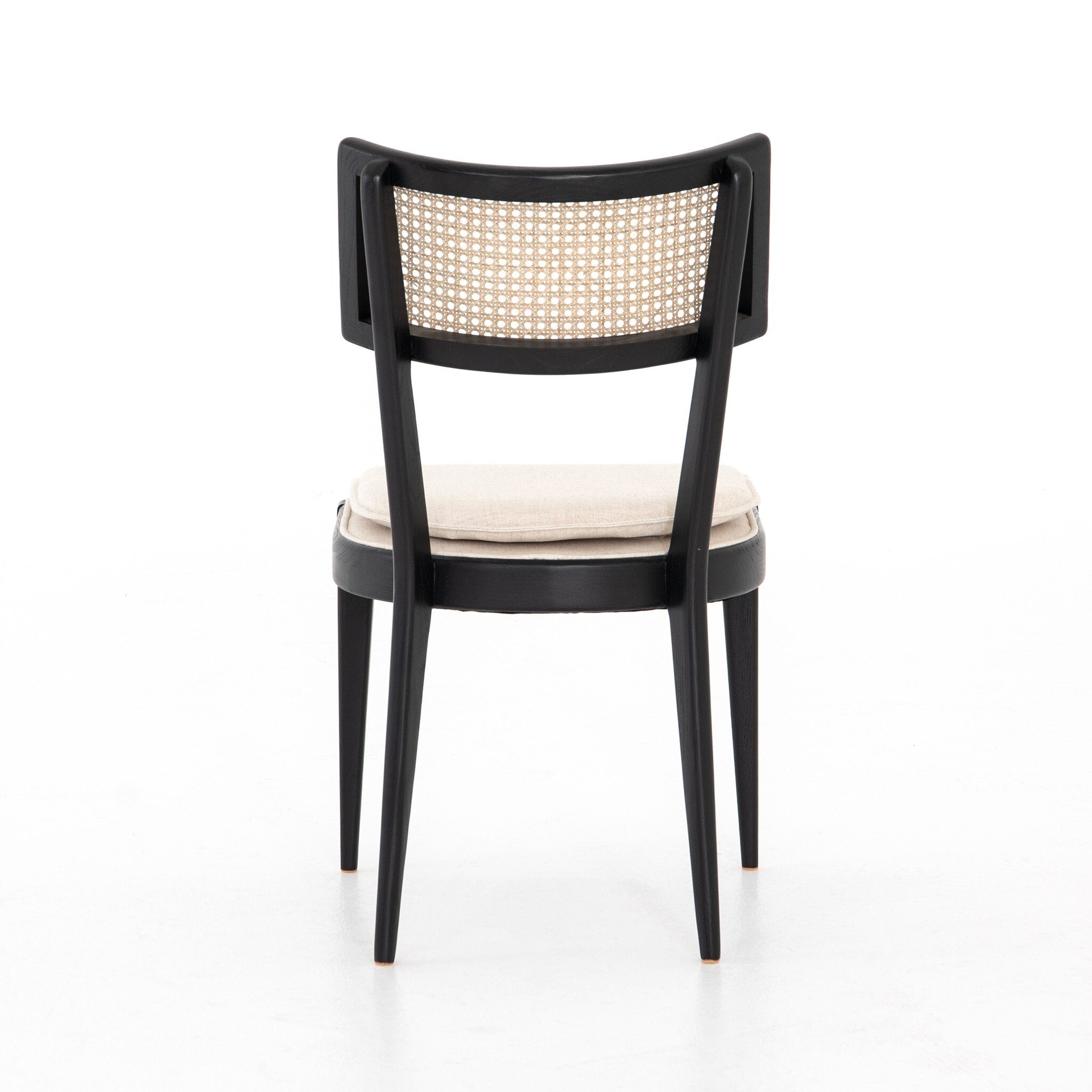 Four Hands Britt Dining Chair — Brushed Ebony-Savile Flax-Natural Cane