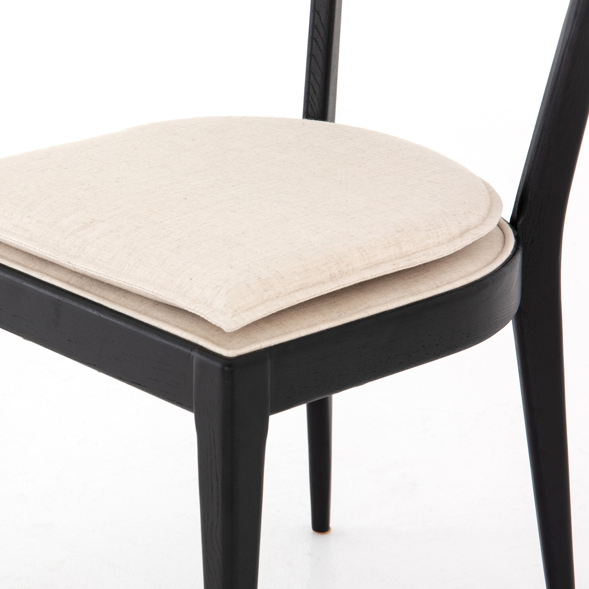 Four Hands Britt Dining Chair — Brushed Ebony-Savile Flax-Natural Cane