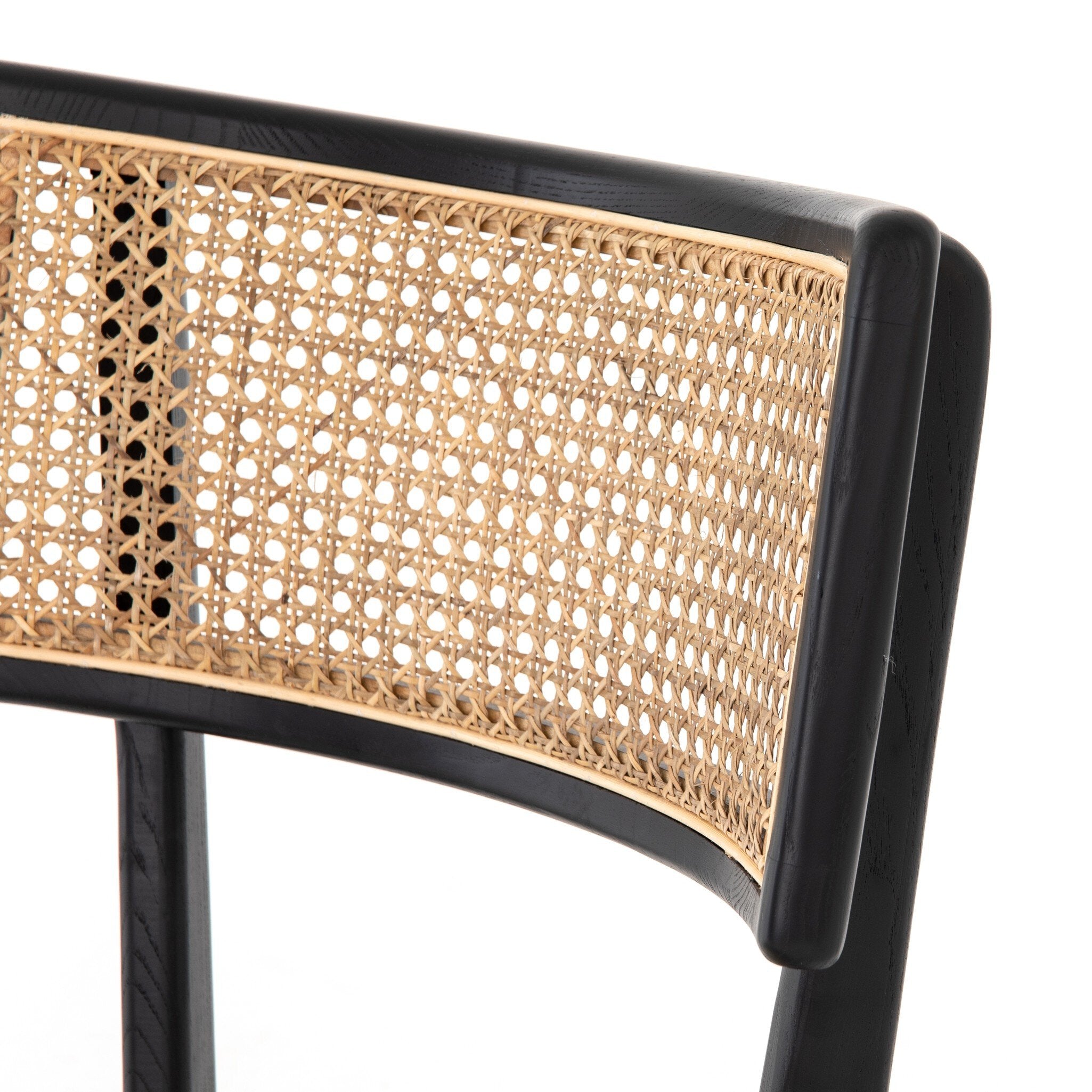 Four Hands Britt Dining Chair — Brushed Ebony-Savile Flax-Natural Cane