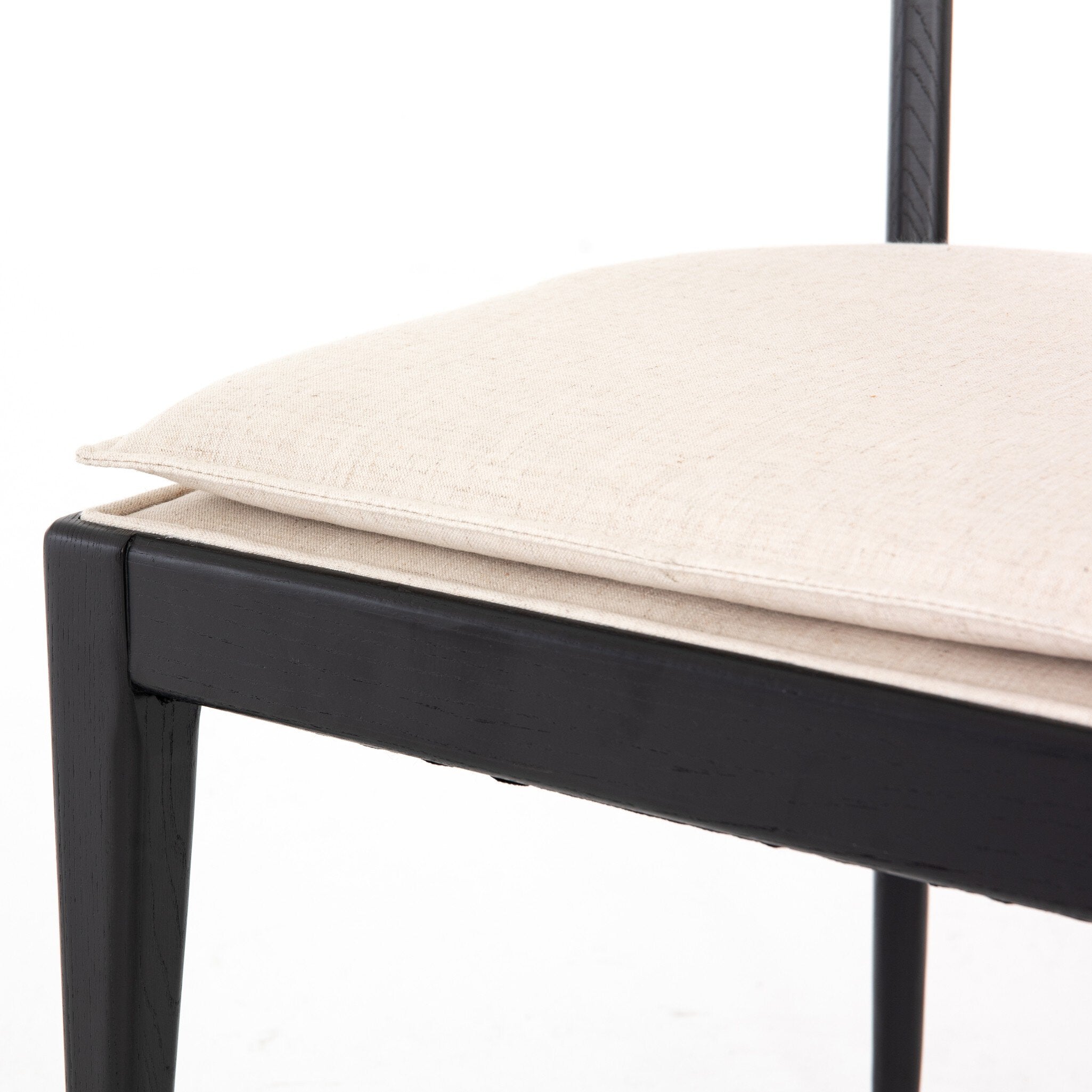 Four Hands Britt Dining Chair — Brushed Ebony-Savile Flax-Natural Cane