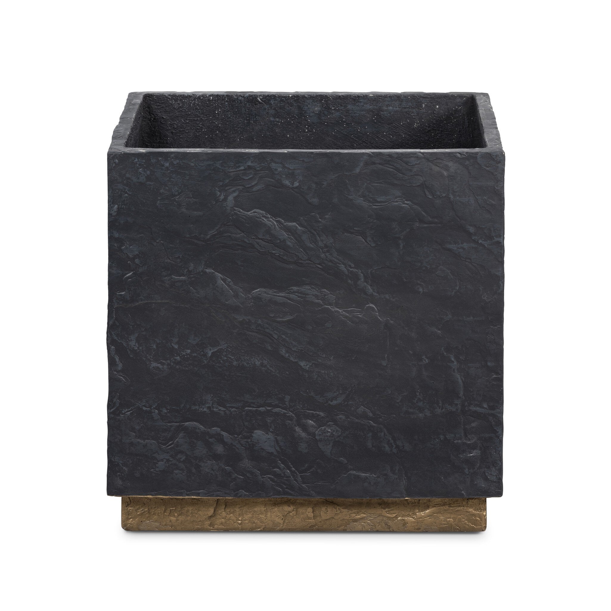 Four Hands Ely Planter — Dark Slate-Slate Brass Concrete