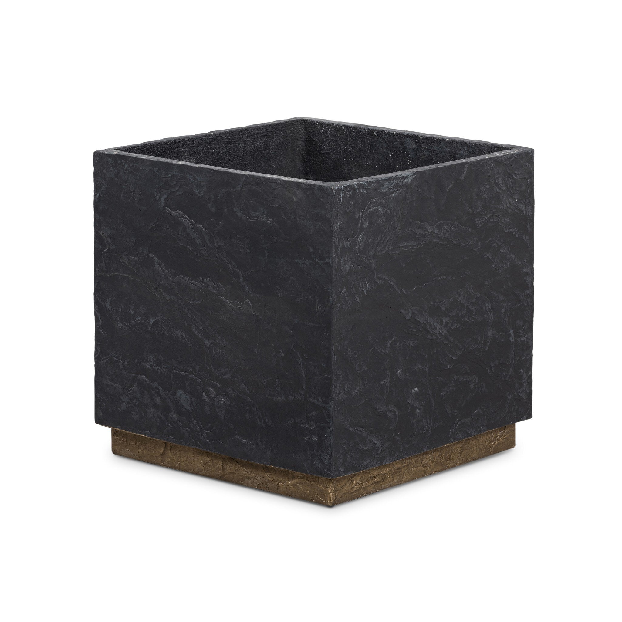Four Hands Ely Planter — Dark Slate-Slate Brass Concrete