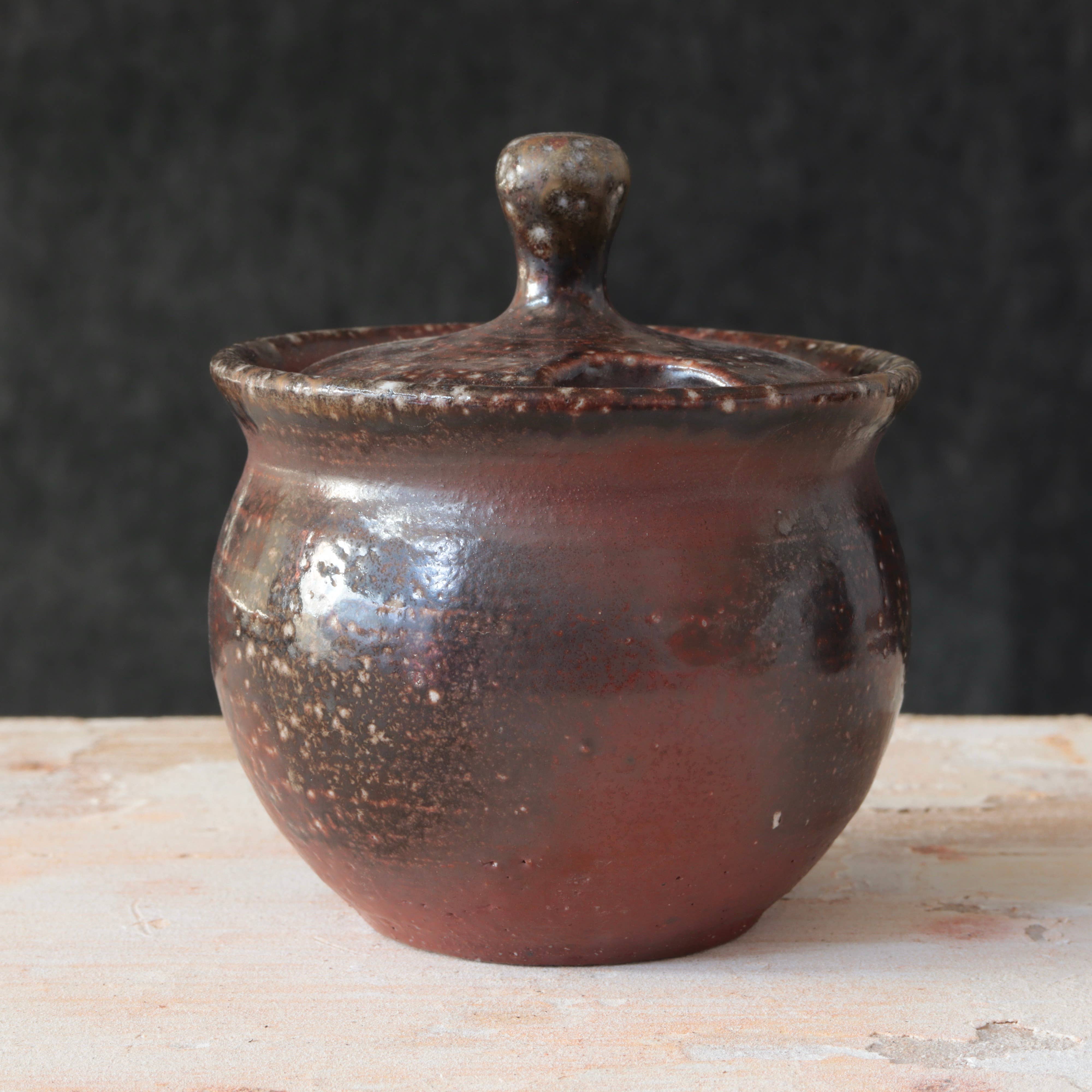 Matt Fishman Pottery Soda-Fired Sugar Jars Dark Surface Round