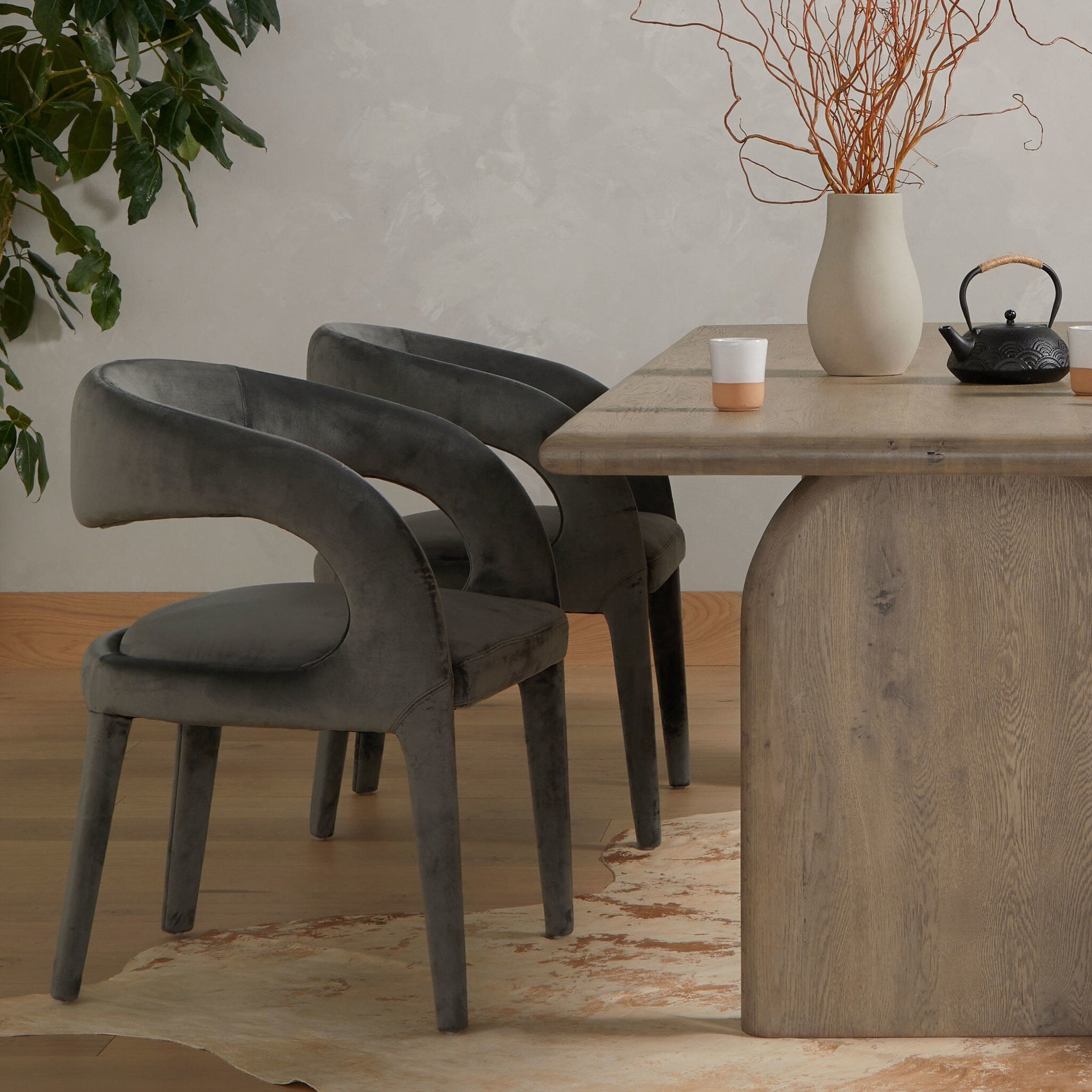 Four Hands Hawkins Dining Chair — Charcoal Velvet