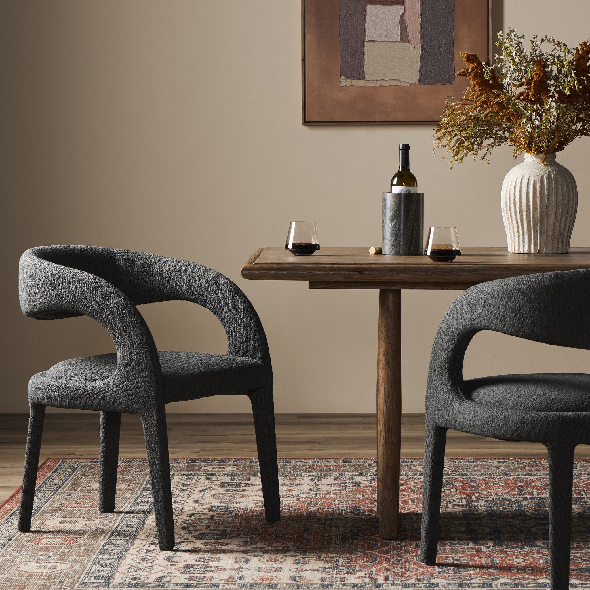 Four Hands Hawkins Dining Chair — FIQA Boucle Charcoal