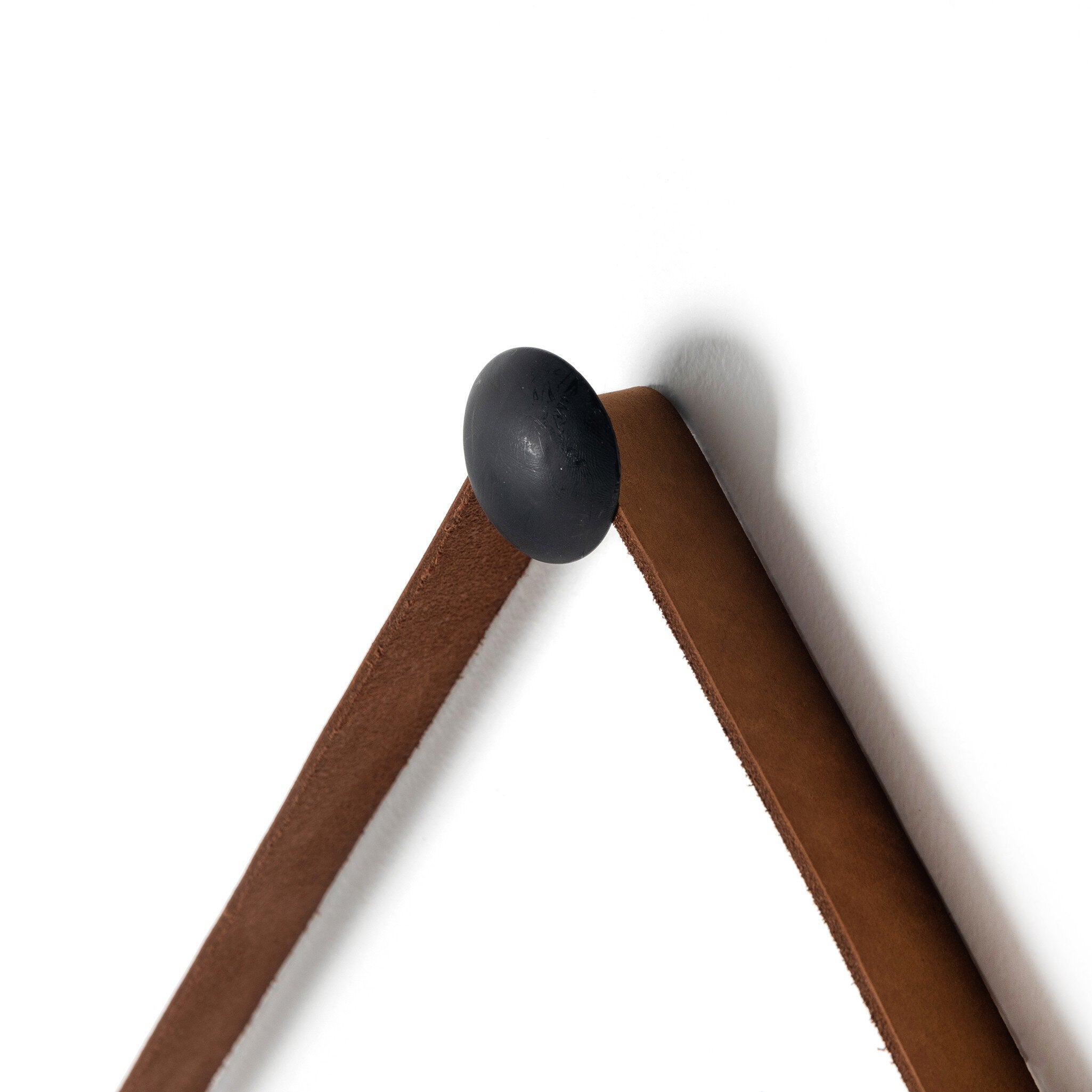 Four Hands Des Mirror — Black Wash Poplar-Toffee Leather-Black Steel