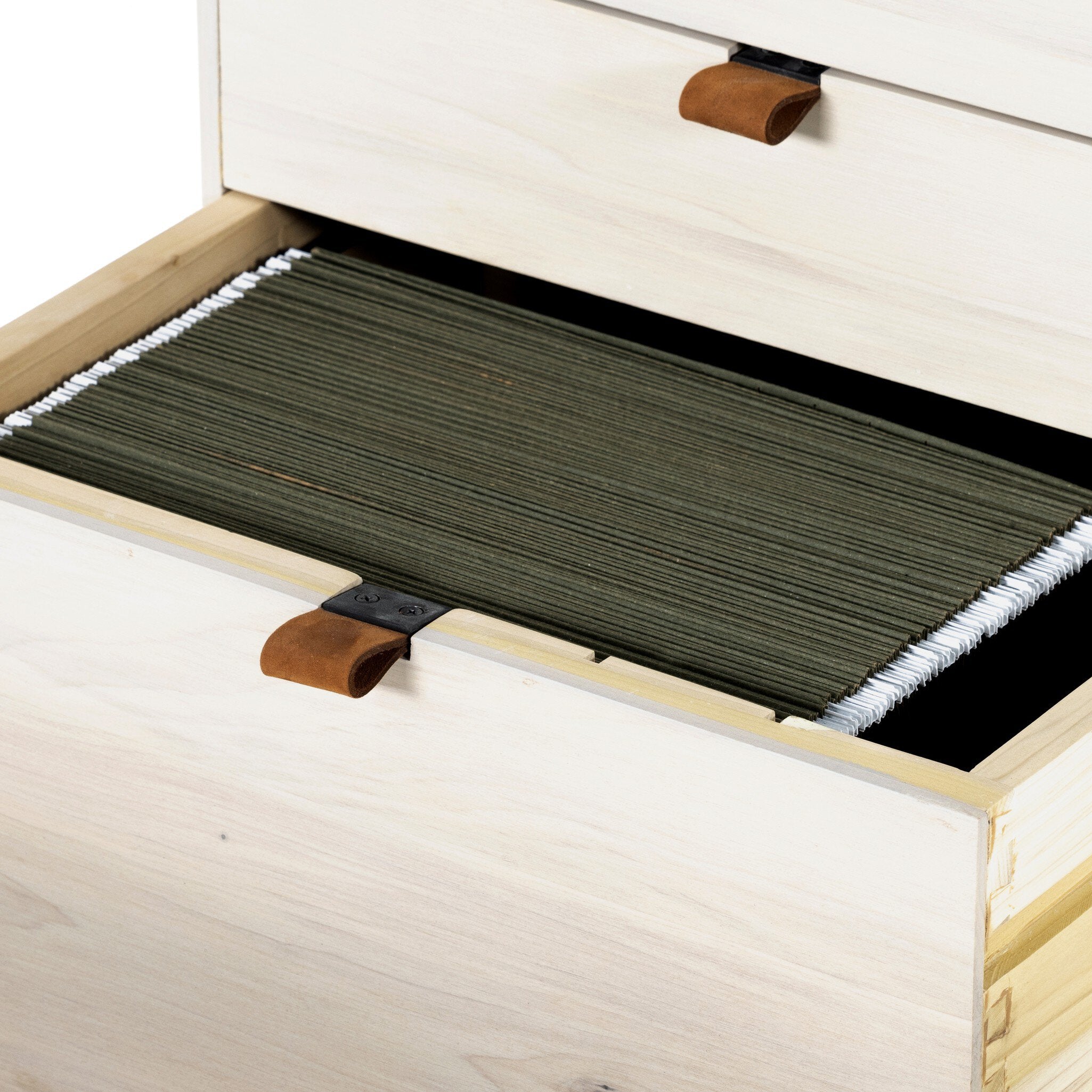Four Hands Trey Executive Desk — Dove Poplar-Natural Iron-Toffee Leather