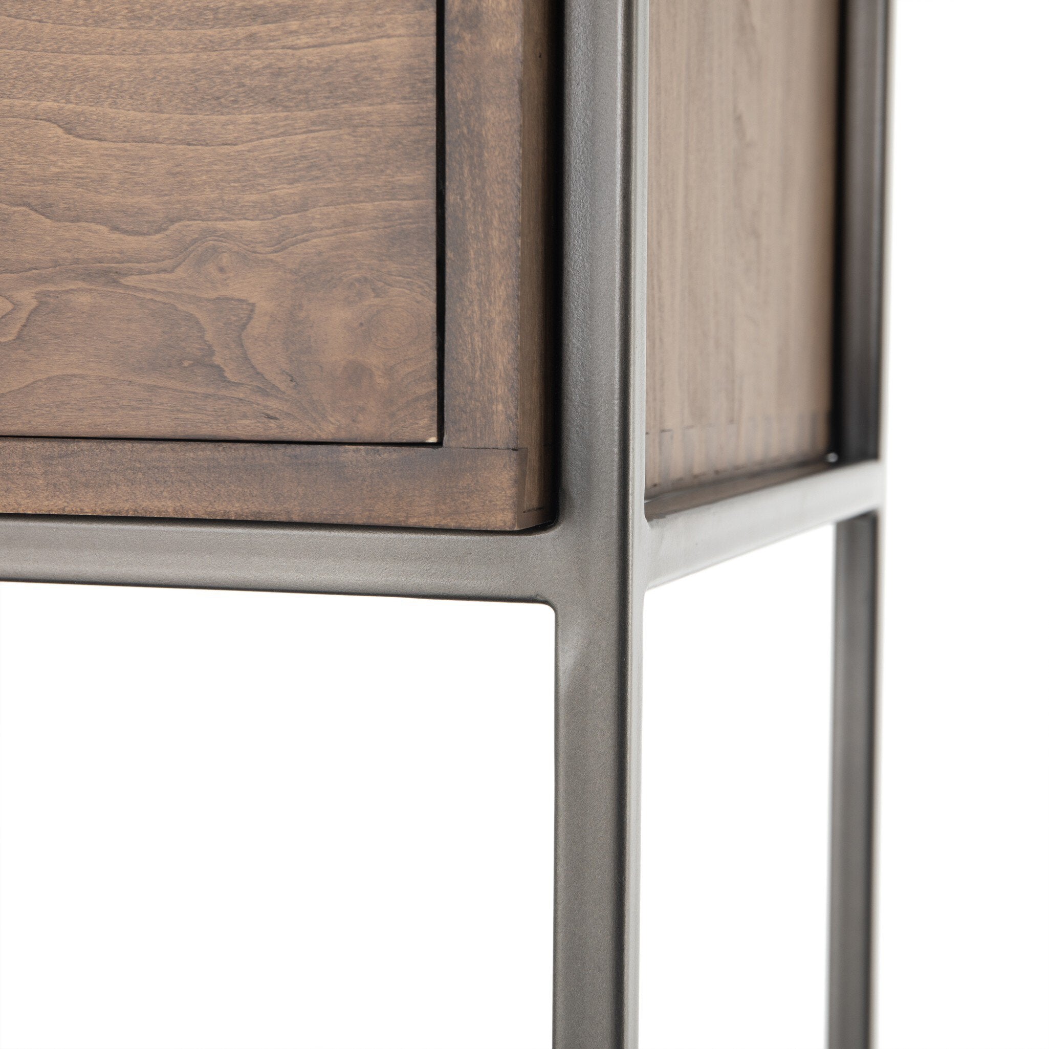 Four Hands Trey Modular Wall Desk — Auburn Poplar-Natural Iron-Black Leather
