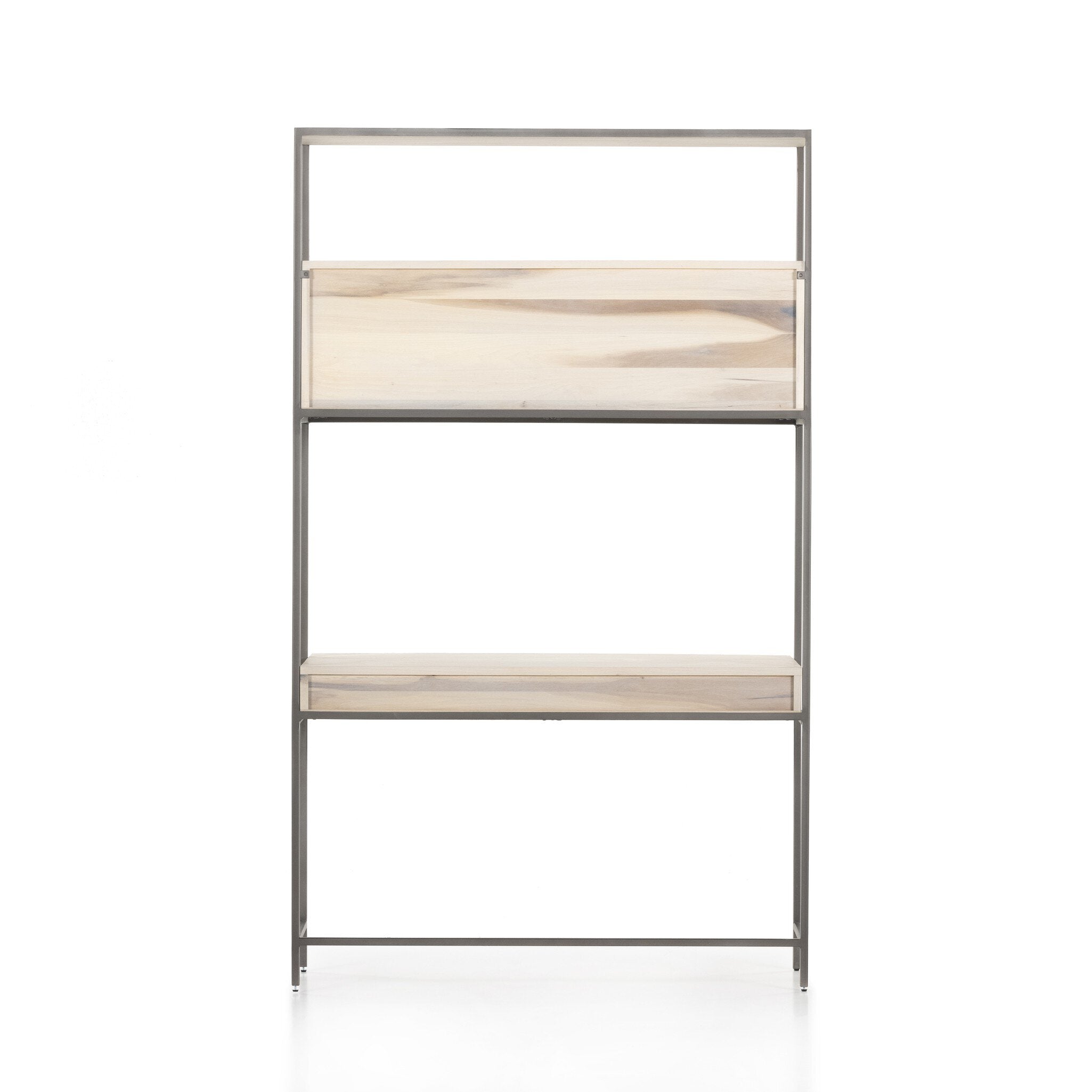 Four Hands Trey Modular Wall Desk — Dove Poplar-Natural Iron-Toffee Leather