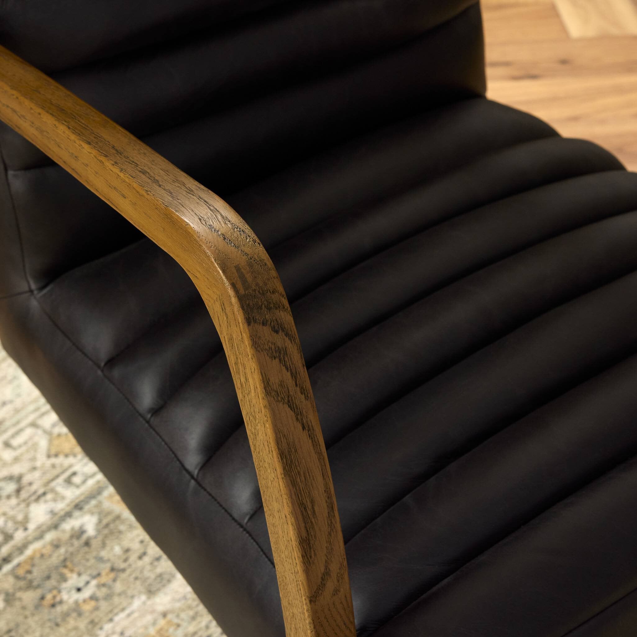 Four Hands Trey Modular Wall Desk — Dove Poplar-Natural Iron-Toffee Leather