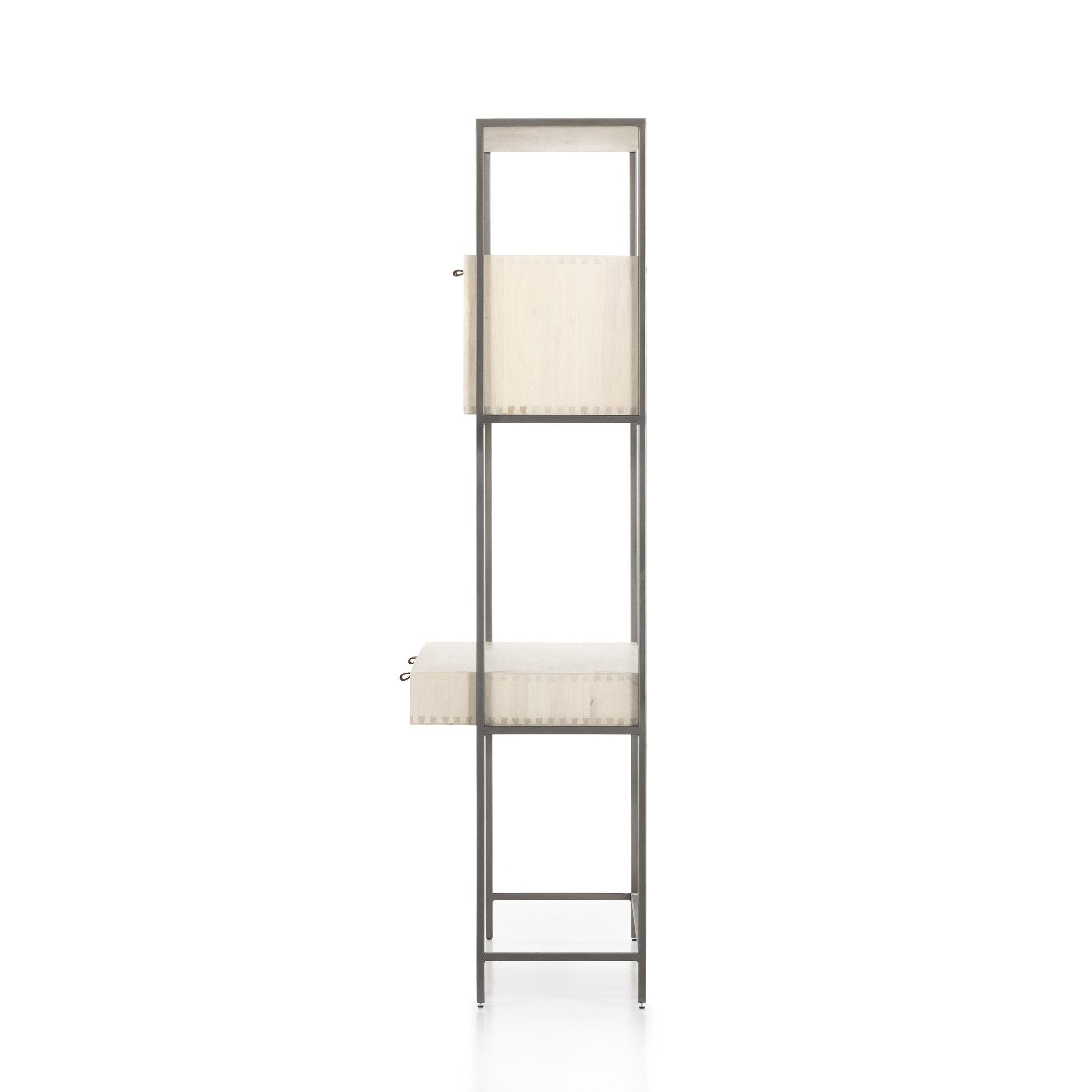 Four Hands Trey Modular Wall Desk — Dove Poplar-Natural Iron-Toffee Leather