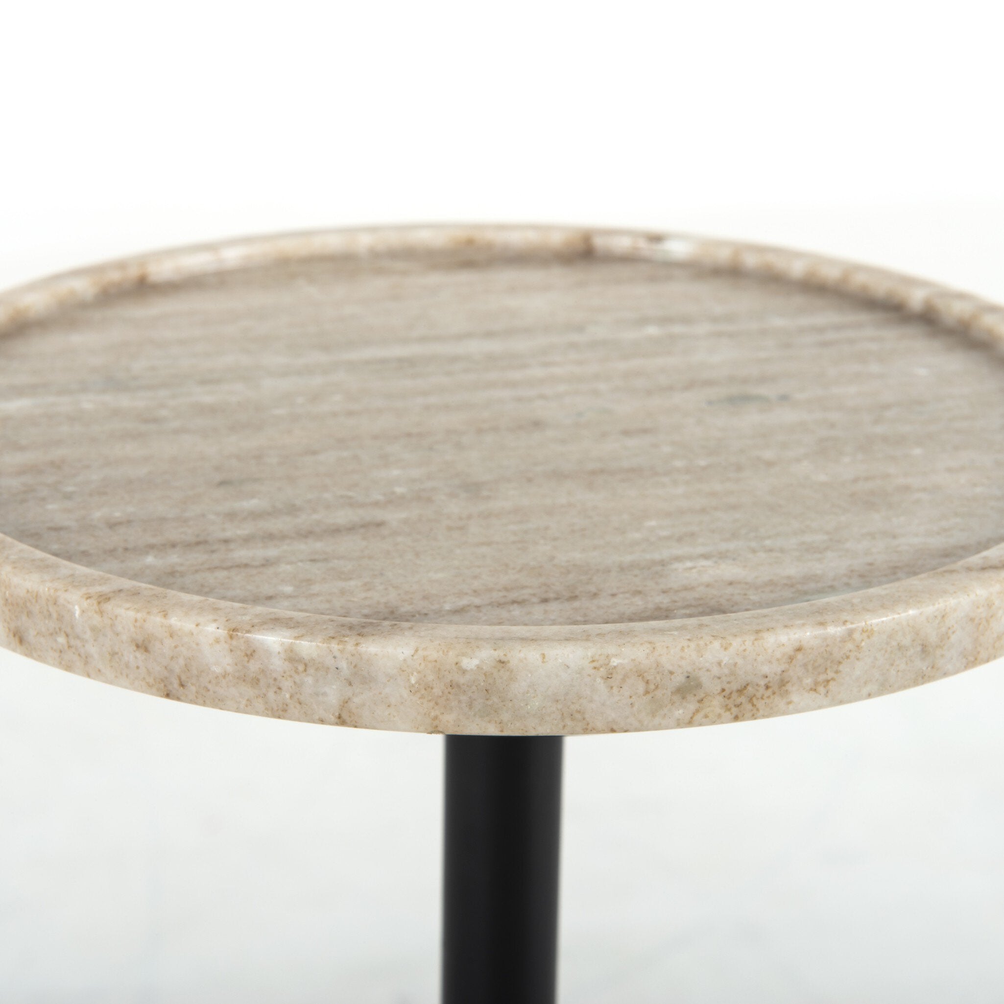 Four Hands Viola Accent Table — Antique White Marble-Dark Kettle Black