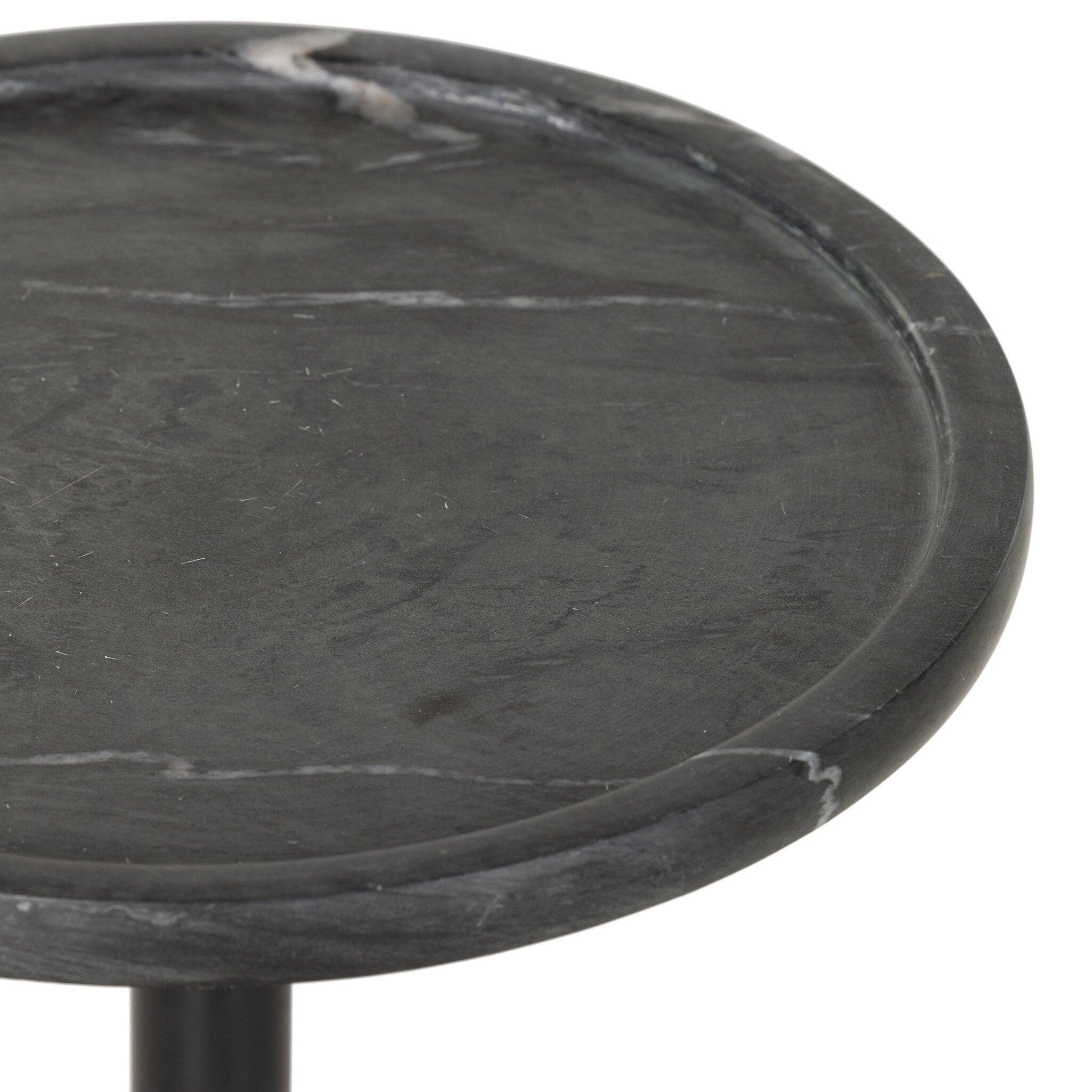 Four Hands Viola Accent Table — Black Marble-Dark Kettle Black