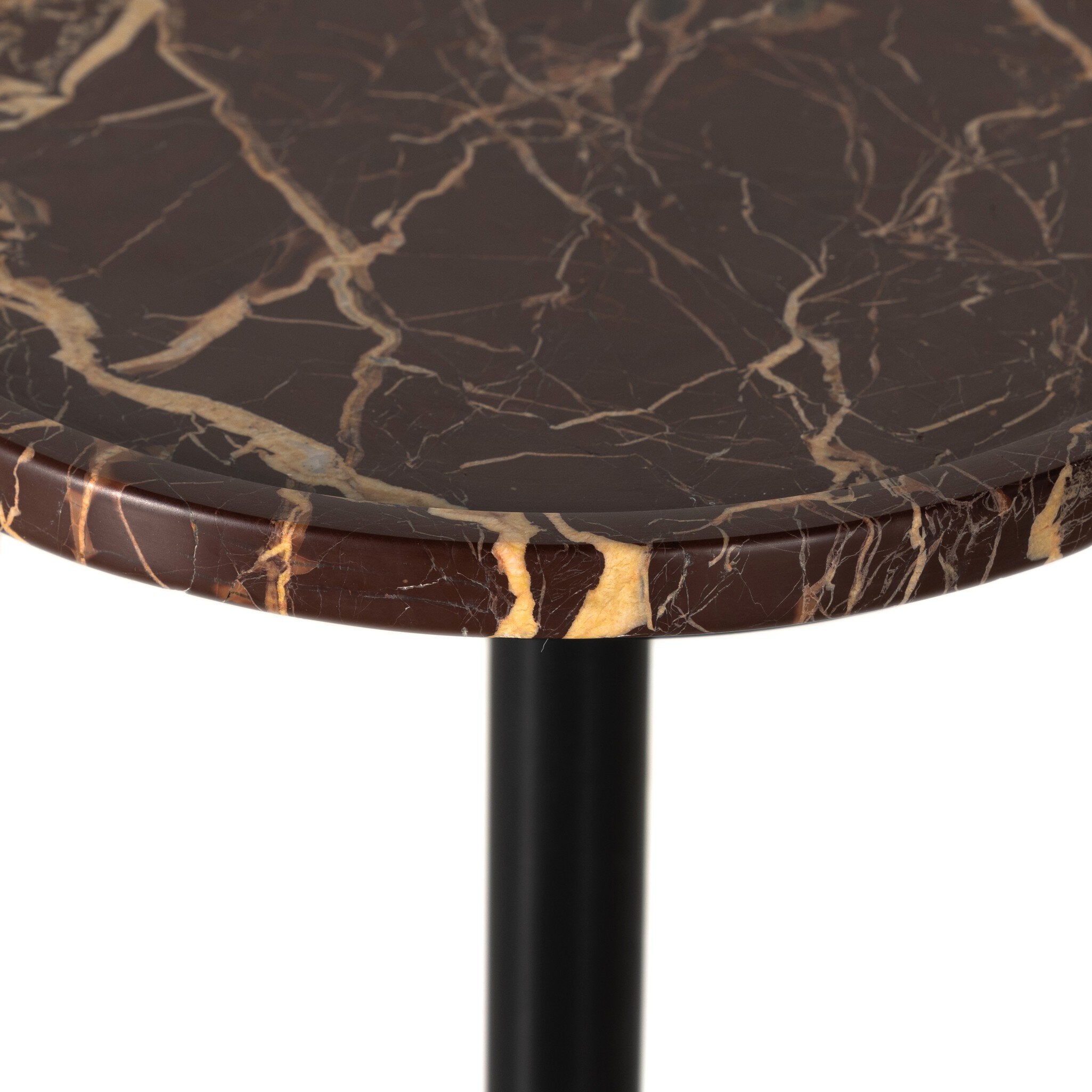 Four Hands Viola Accent Table — Merlot Marble-Dark Kettle Black