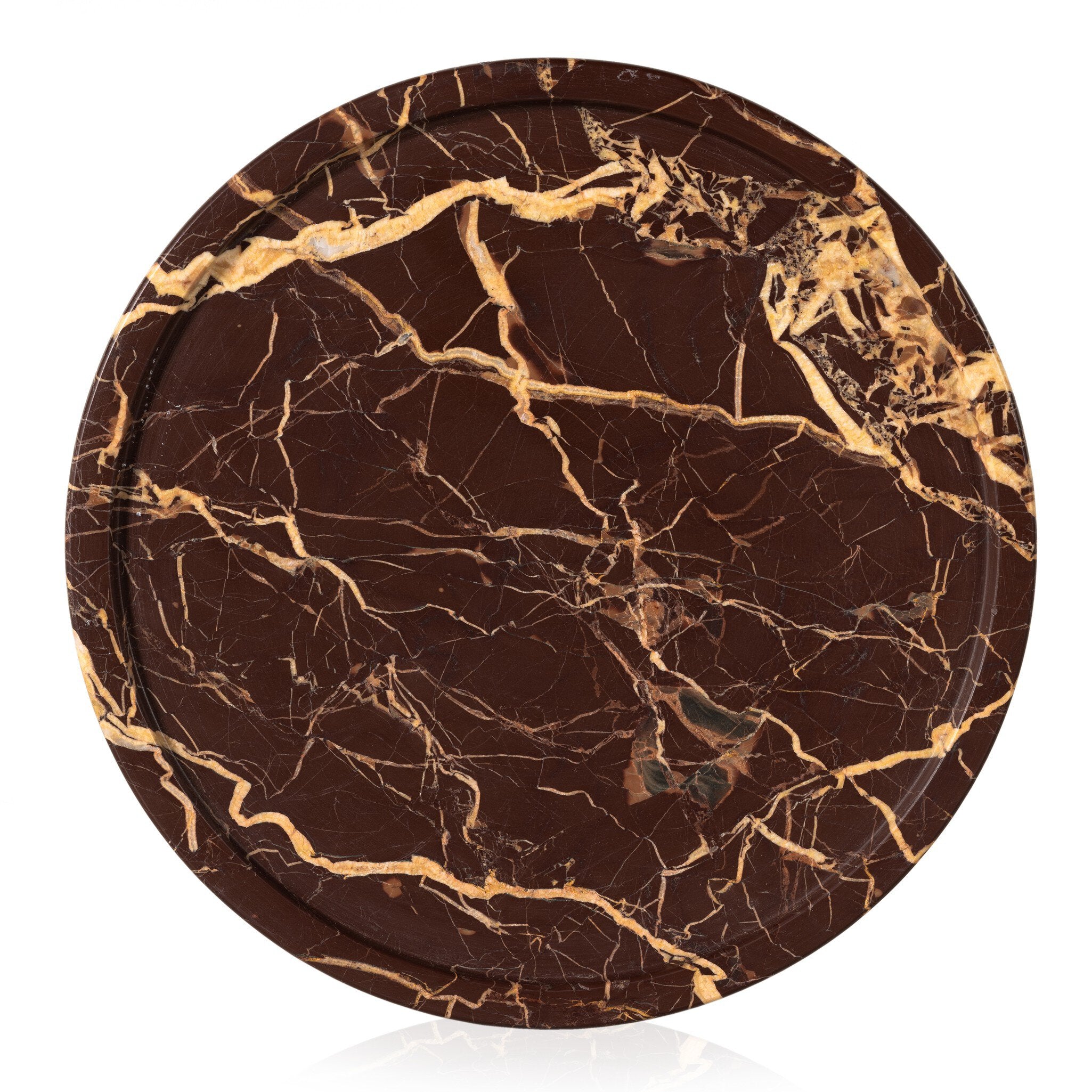 Four Hands Viola Accent Table — Merlot Marble-Dark Kettle Black