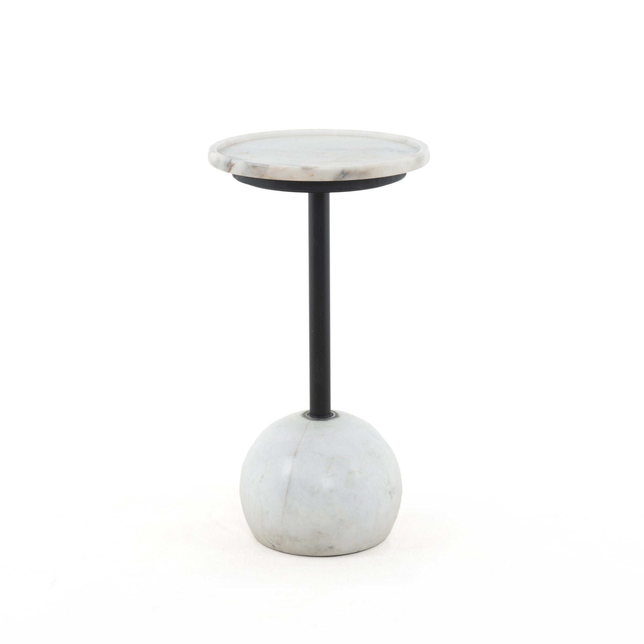 Four Hands Viola Accent Table — Polished White Marble-Dark Kettle Black